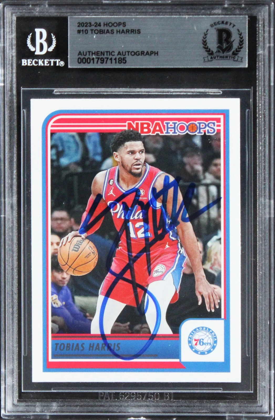76ERS TOBIAS HARRIS AUTHENTIC SIGNED 2023 HOOPS #10 CARD BAS SLABBED COLLECTIBLE MEMORABILIA
