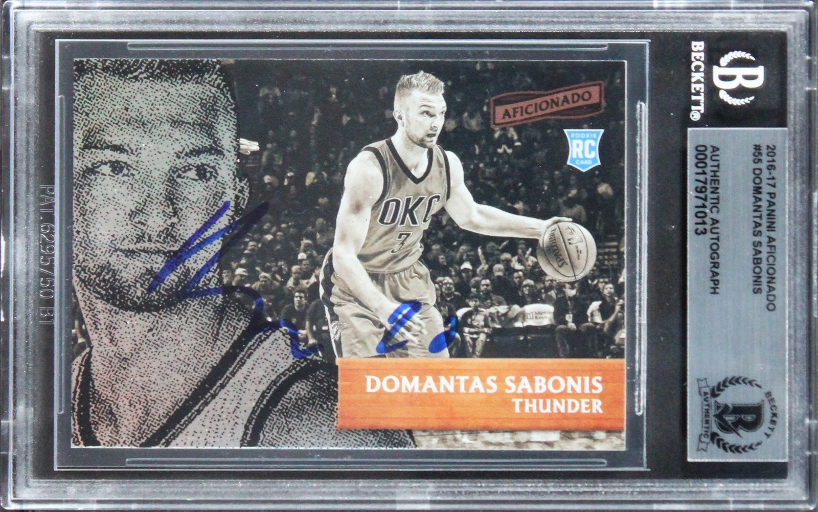 THUNDER DOMANTAS SABONIS SIGNED 2016 PANINI AFICIONADO #55 ROOKIE CARD BAS SLAB COLLECTIBLE MEMORABILIA