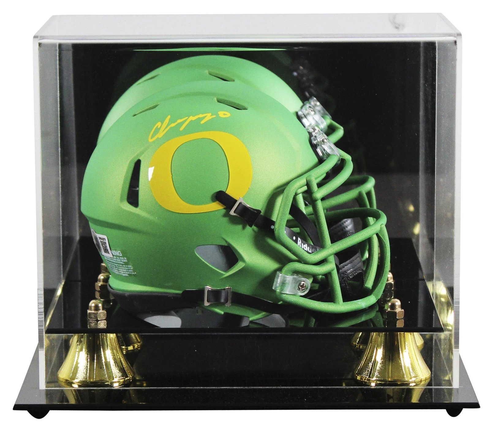 Oregon Christian Gonzalez Signed Green Apple Speed Mini Helmet W/ Case BAS Wit