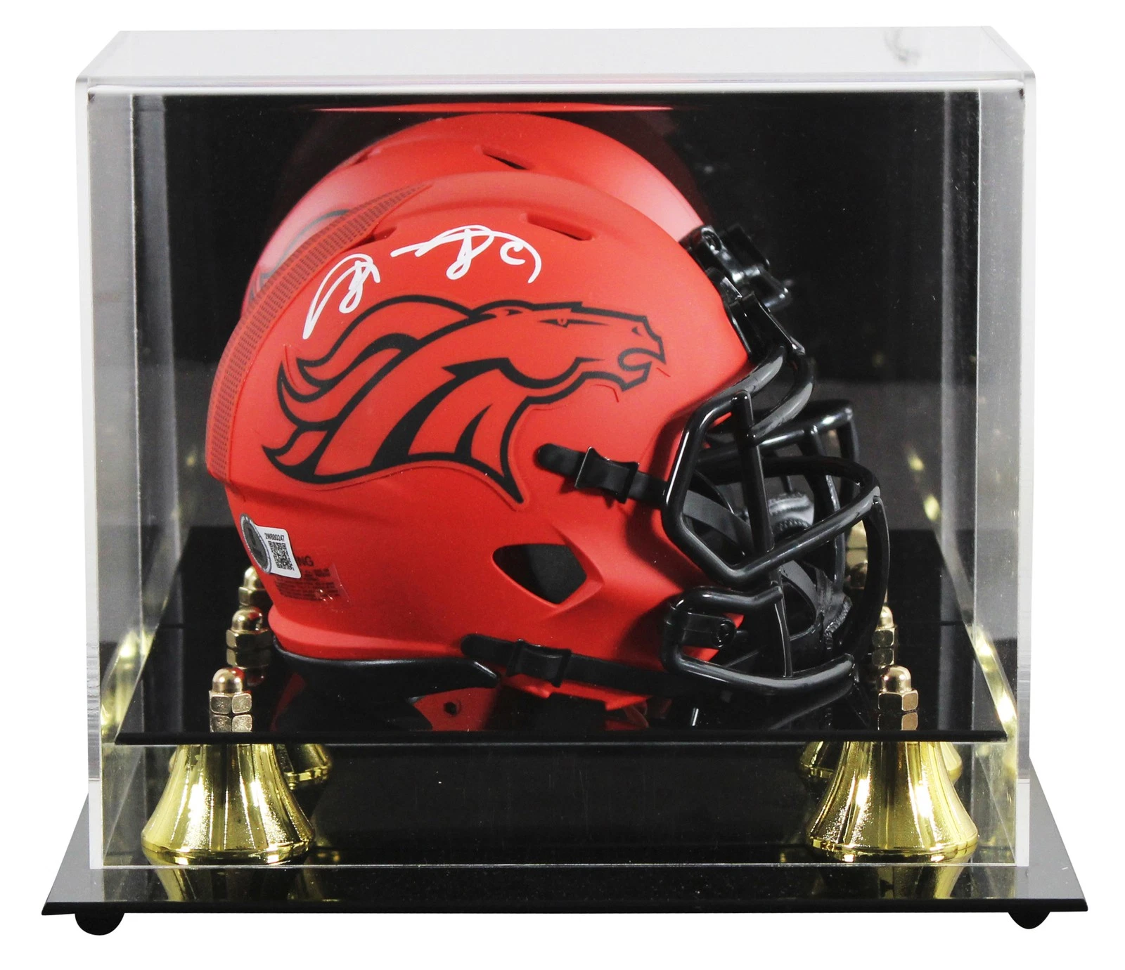 Broncos Shannon Sharpe Signed Rave Speed Mini Helmet W/ Case BAS Witnessed
