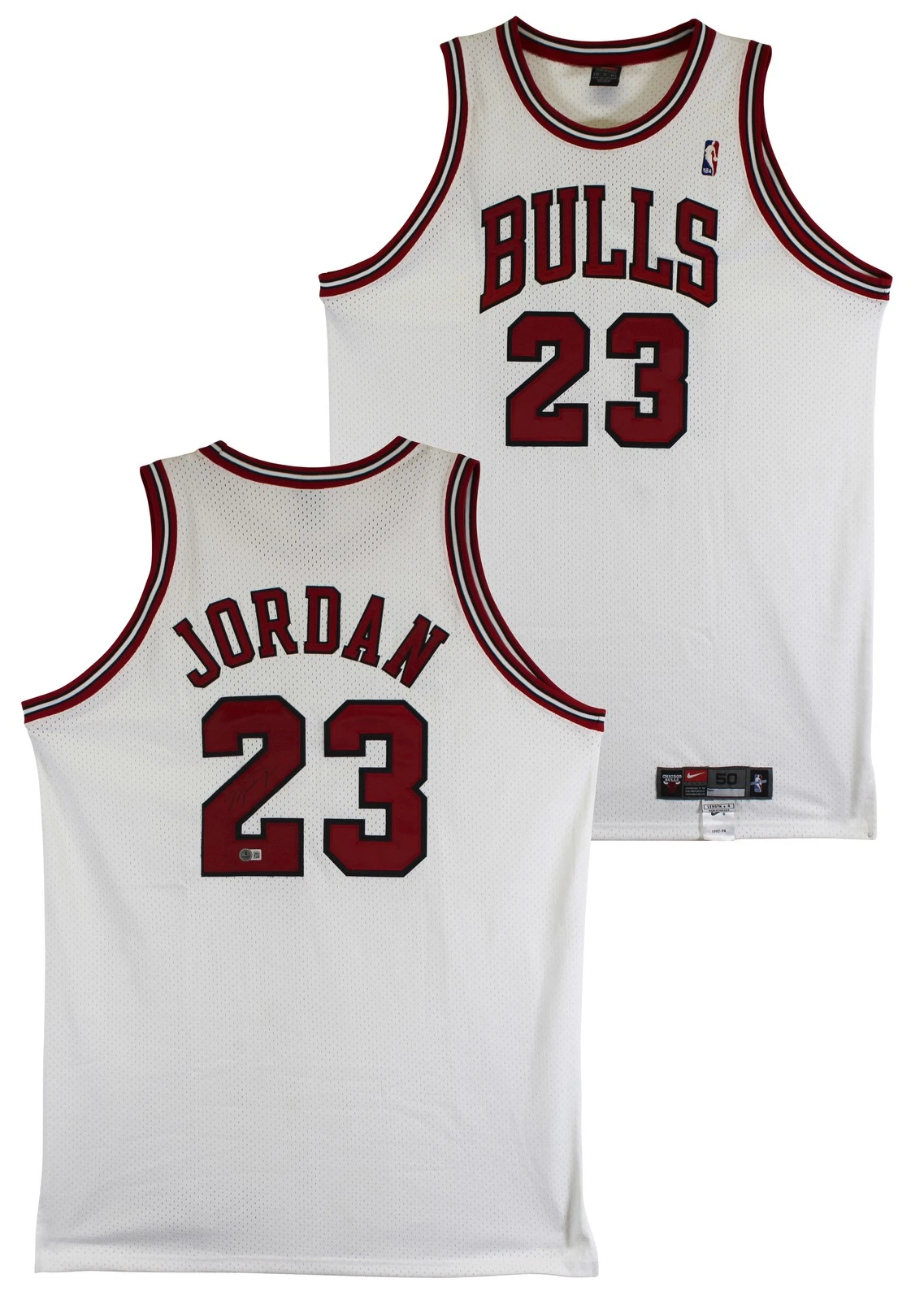 Bulls Michael Jordan Authentic Signed White Nike Size 50 Jersey BAS LOA #AE13531