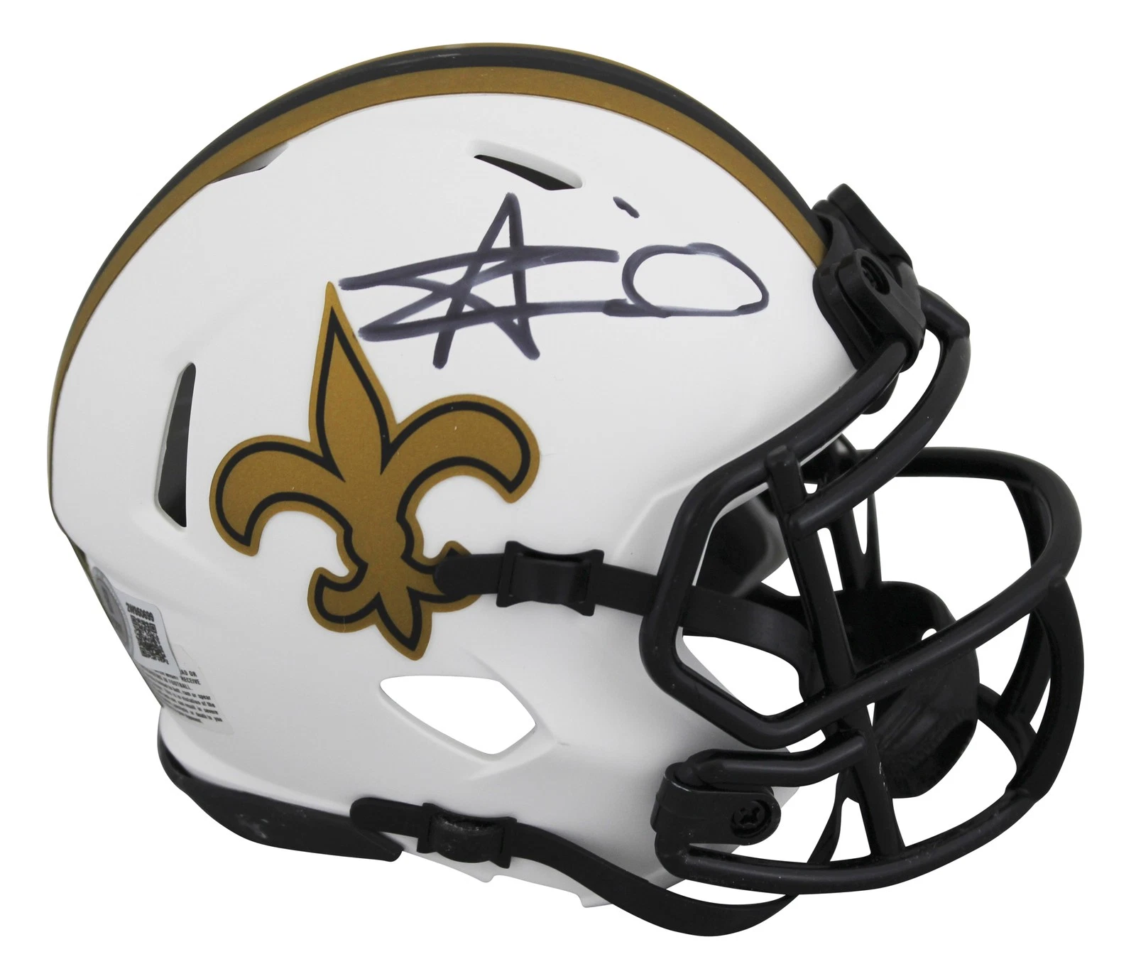 Saints Alvin Kamara Authentic Signed Lunar Speed Mini Helmet BAS Witnessed