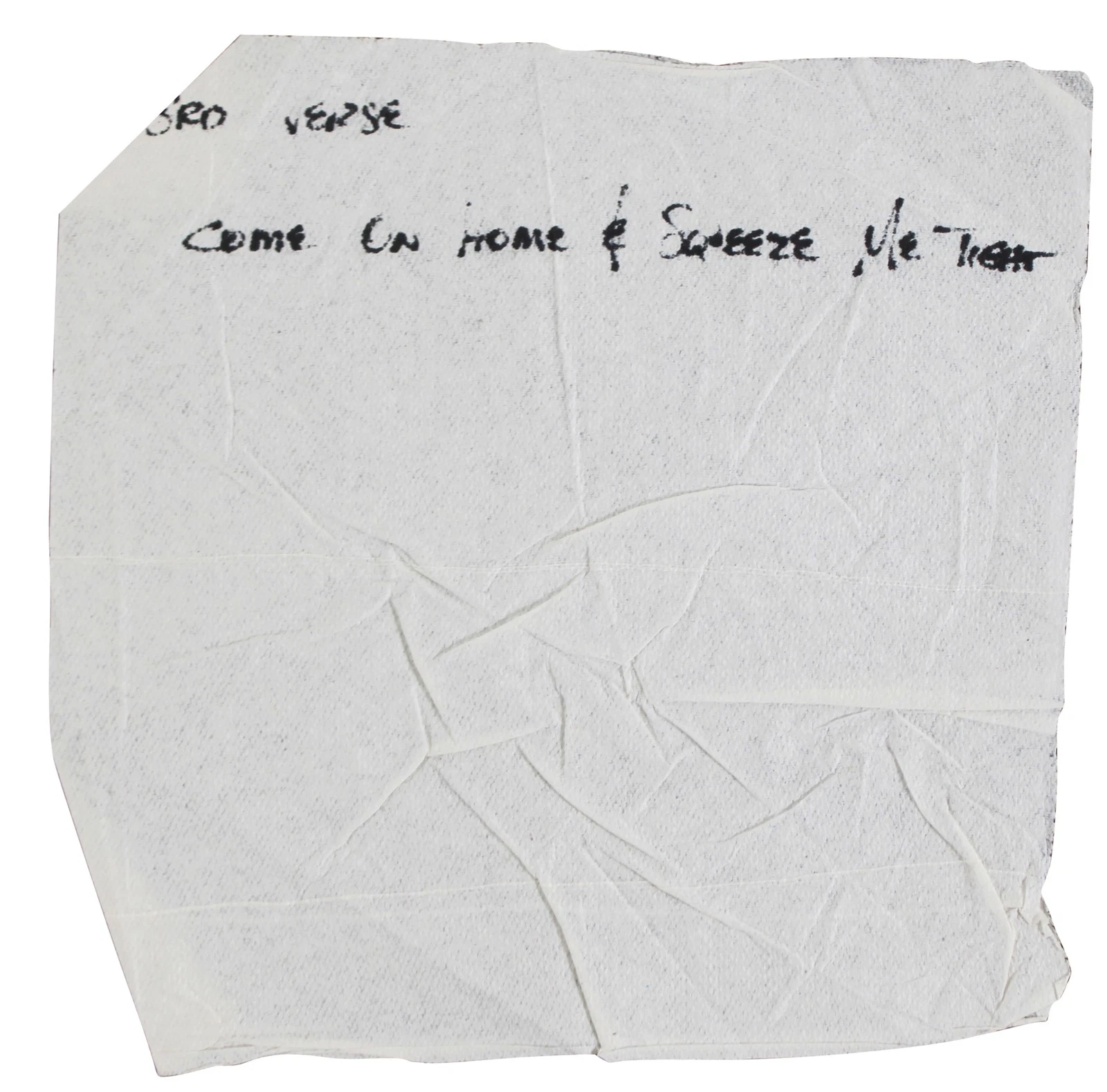 Stevie Ray Vaughan Authentic 4.75x5 Napkin w/ Handwritten Lyrics BAS #AE13212