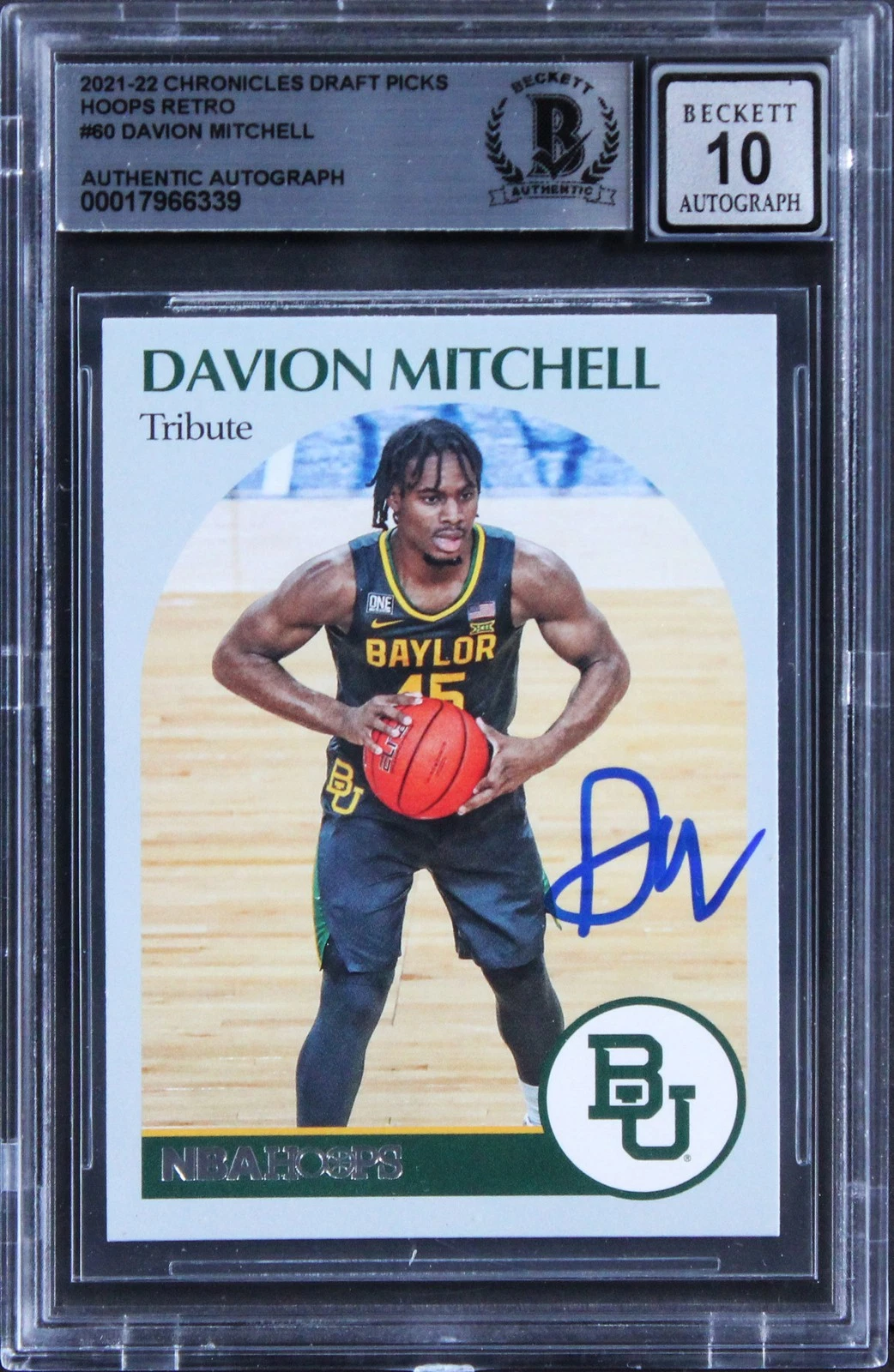 Davion Mitchell Signed 2021 Chronicles DP HR #60 Rookie Card Auto 10! BAS Slab