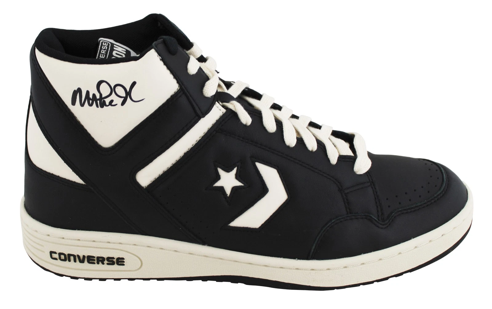 Lakers Magic Johnson Signed Right Black & White Converse Weapon Shoe BAS Wit 3