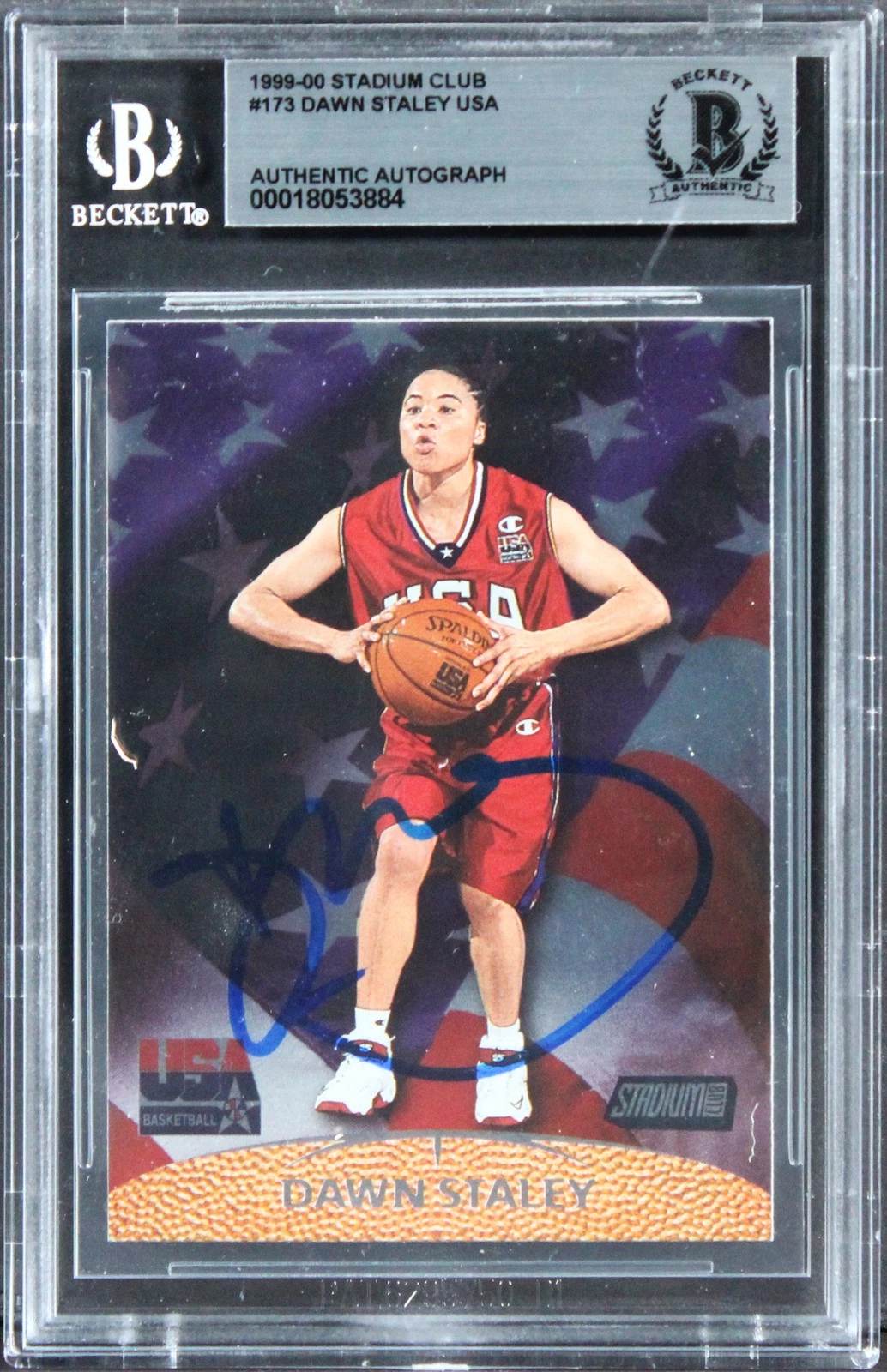 Sting Dawn Staley Signed 1999 Stadium Club #173 Rookie Card BAS Slabbed