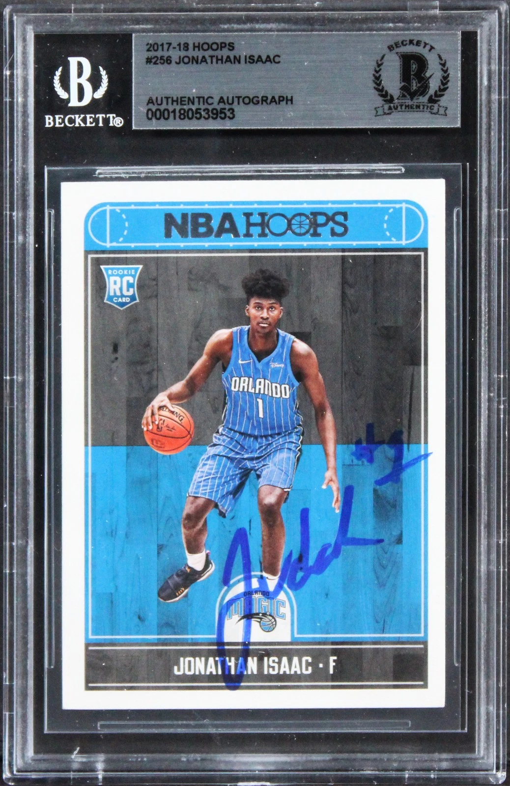 Magic Jonathan Isaac Authentic Signed 2017 Hoops #256 Card BAS Slabbed