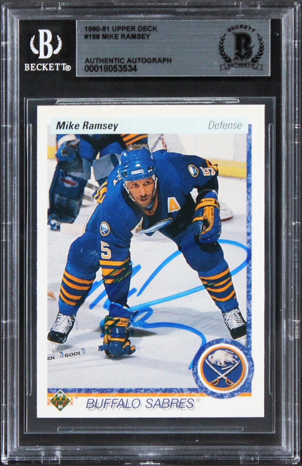 Sabres Mike Ramsey Authentic Signed 1990 Upper Deck #168 Card BAS Slabbed