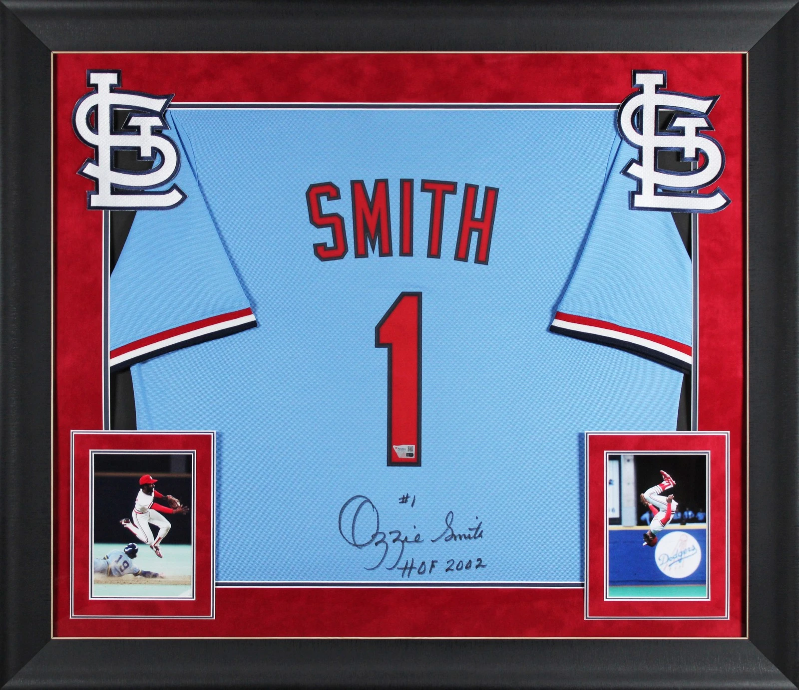 Cardinals Ozzie Smith Authentic Signed Light Blue Nike Framed Jersey Fanatics
