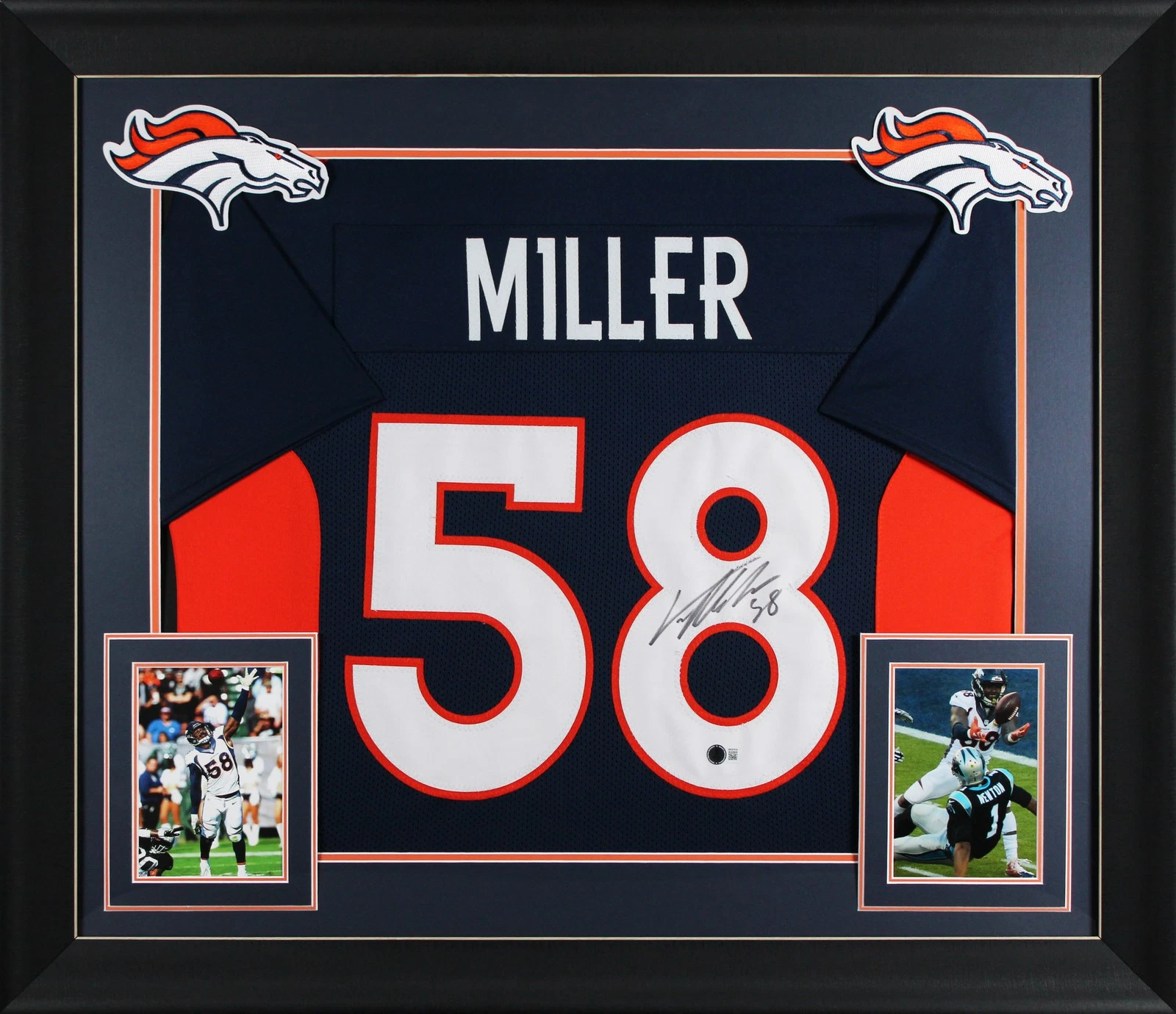 Von Miller Authentic Signed Navy Blue Pro Style Framed Jersey BAS Witnessed 2
