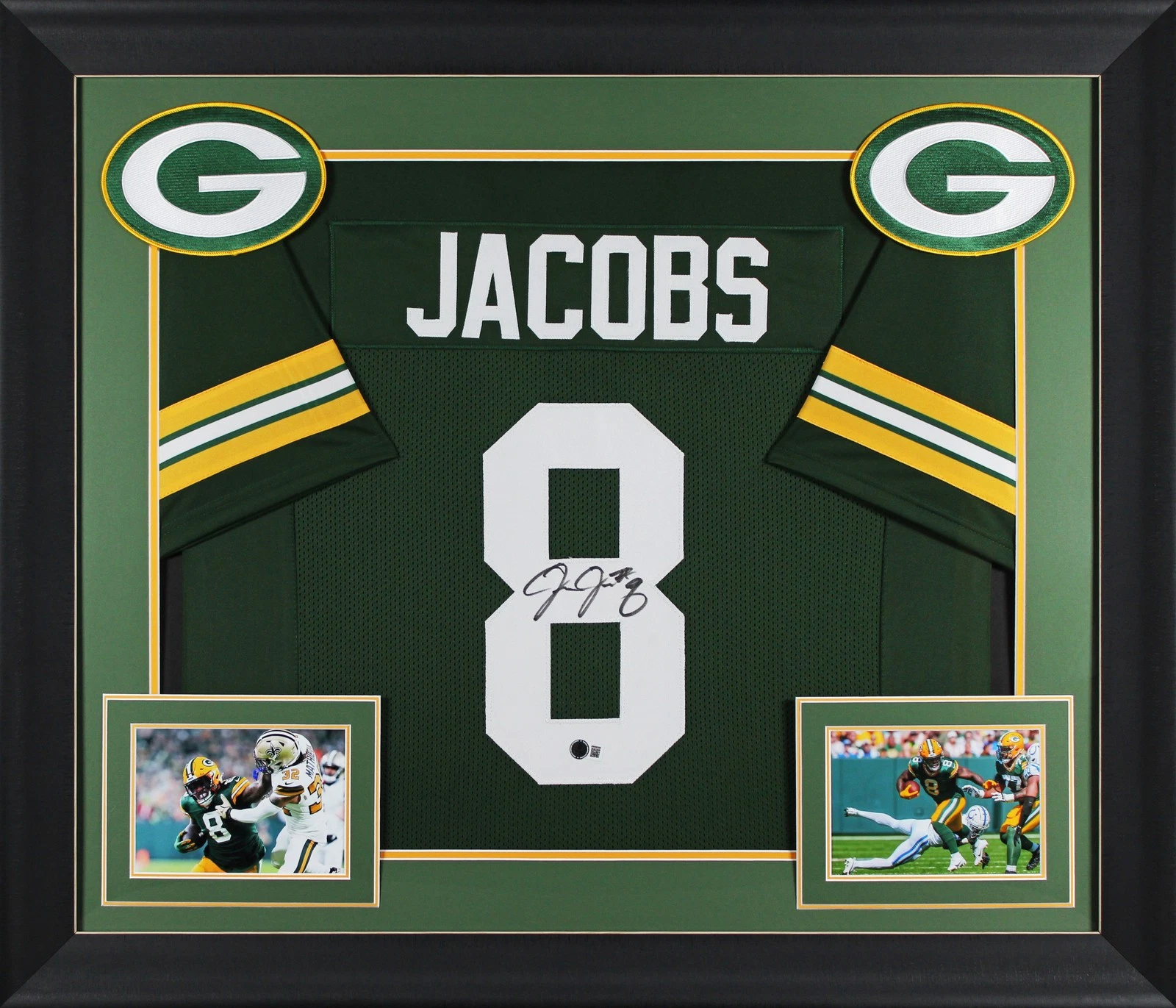 Josh Jacobs Authentic Signed Green Pro Style Framed Jersey BAS Witnessed