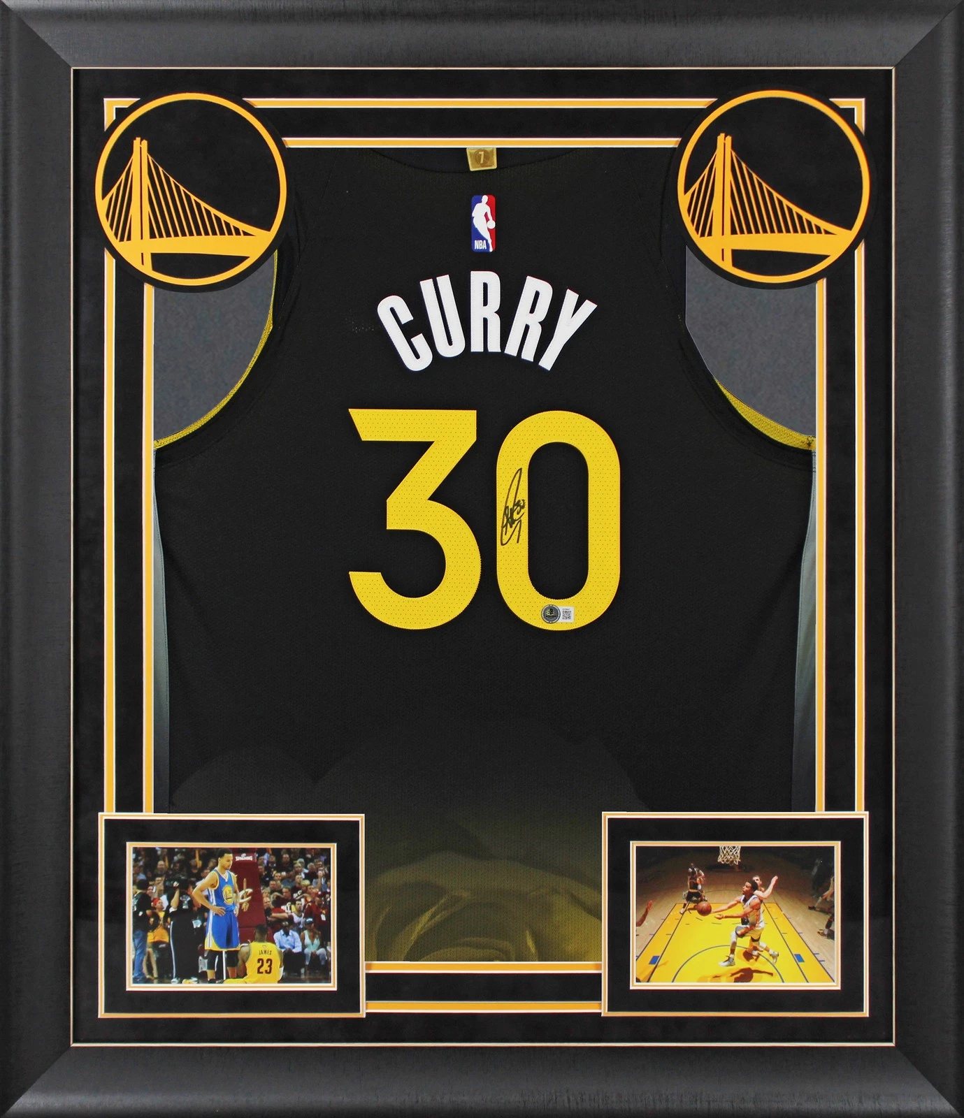 Stephen Curry Signed Black Nike Rose City Edition Authentic Framed Jersey BAS