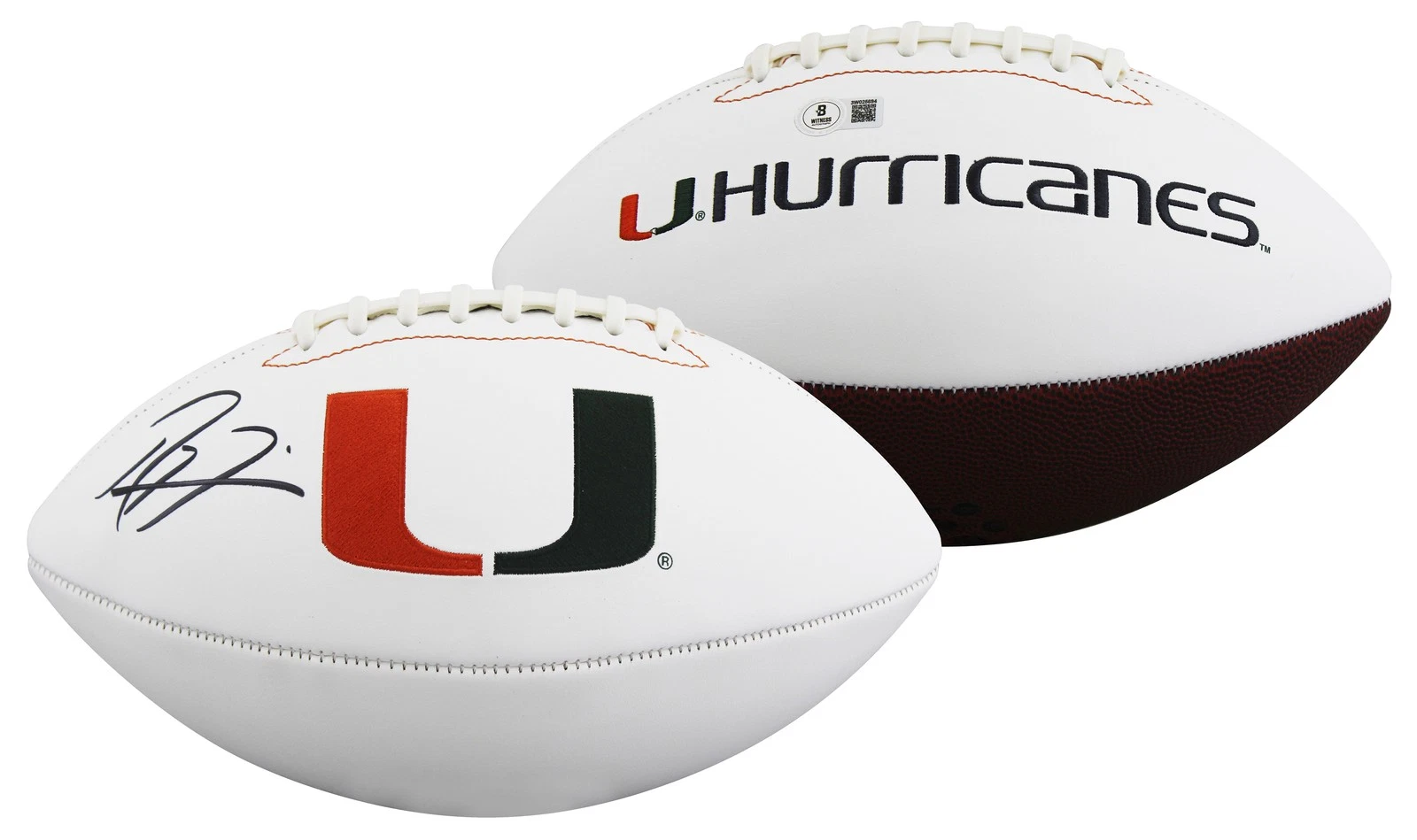 Miami Ray Lewis Authentic Signed Rawlings White Panel Logo Football BAS Witness