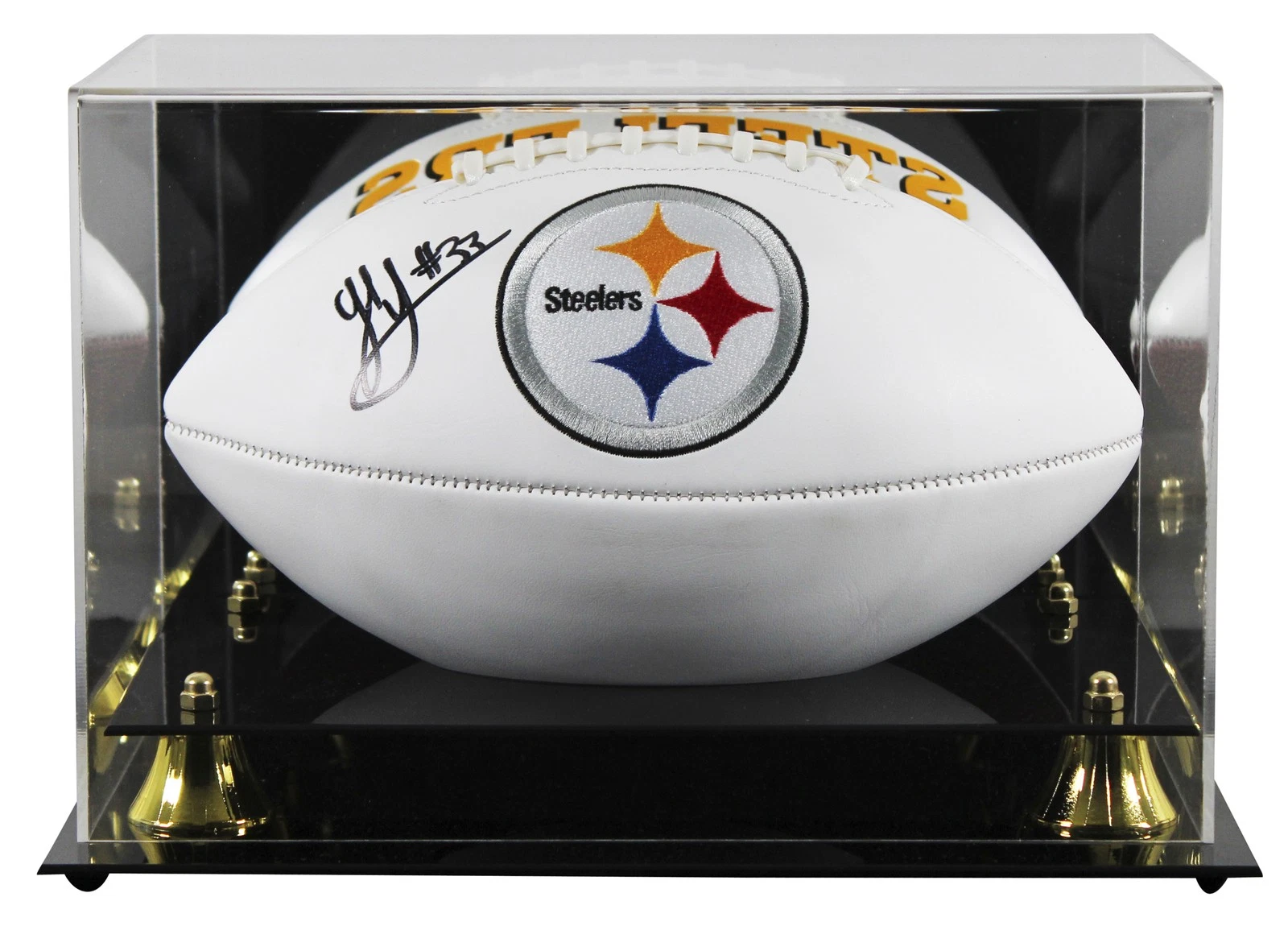 Steelers Jack Sawyer Signed Rawlings White Panel Logo Football W/ Case BAS Wit