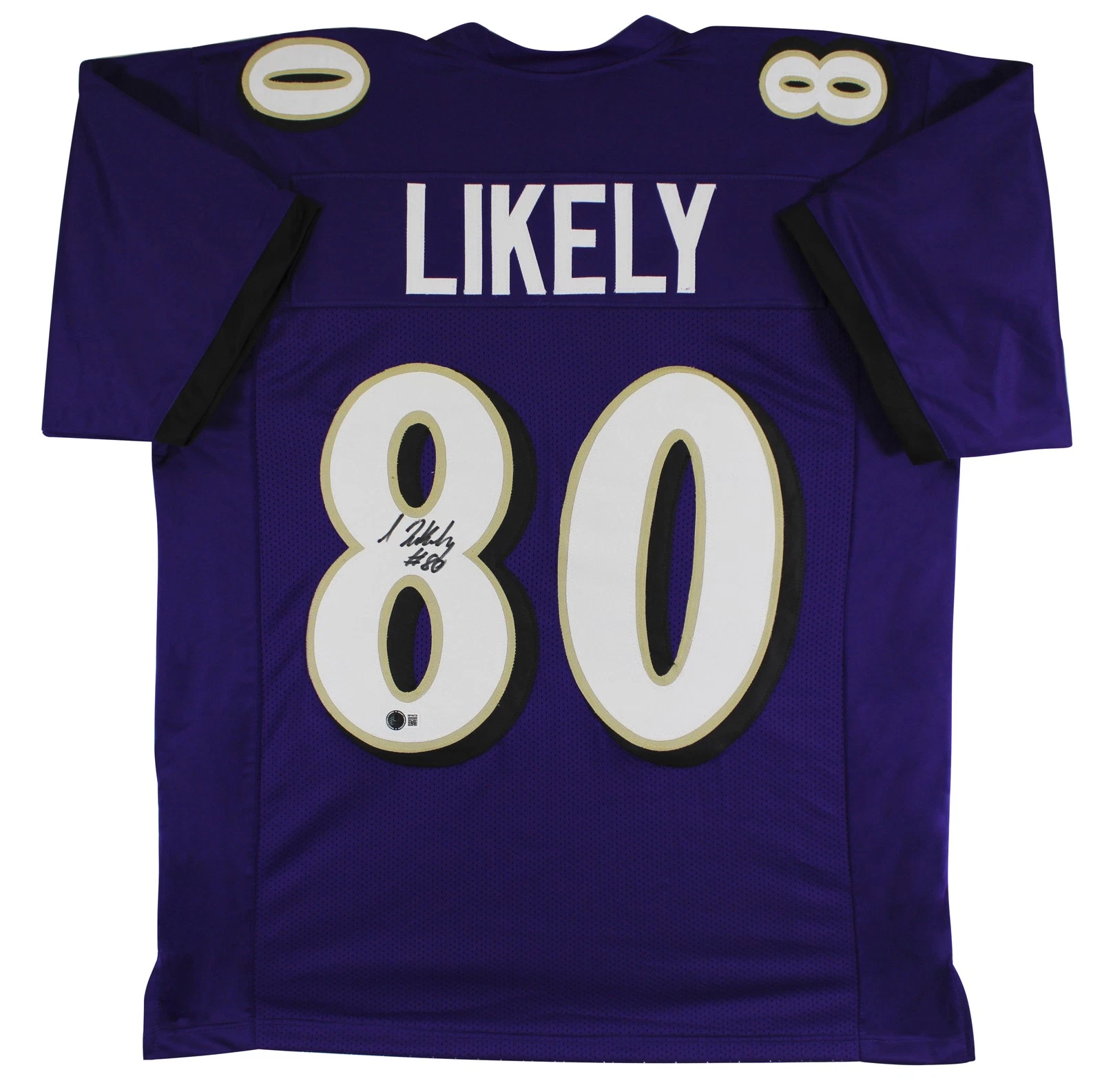 Isaiah Likely Authentic Signed Purple Pro Style Jersey Autographed BAS Witnessed