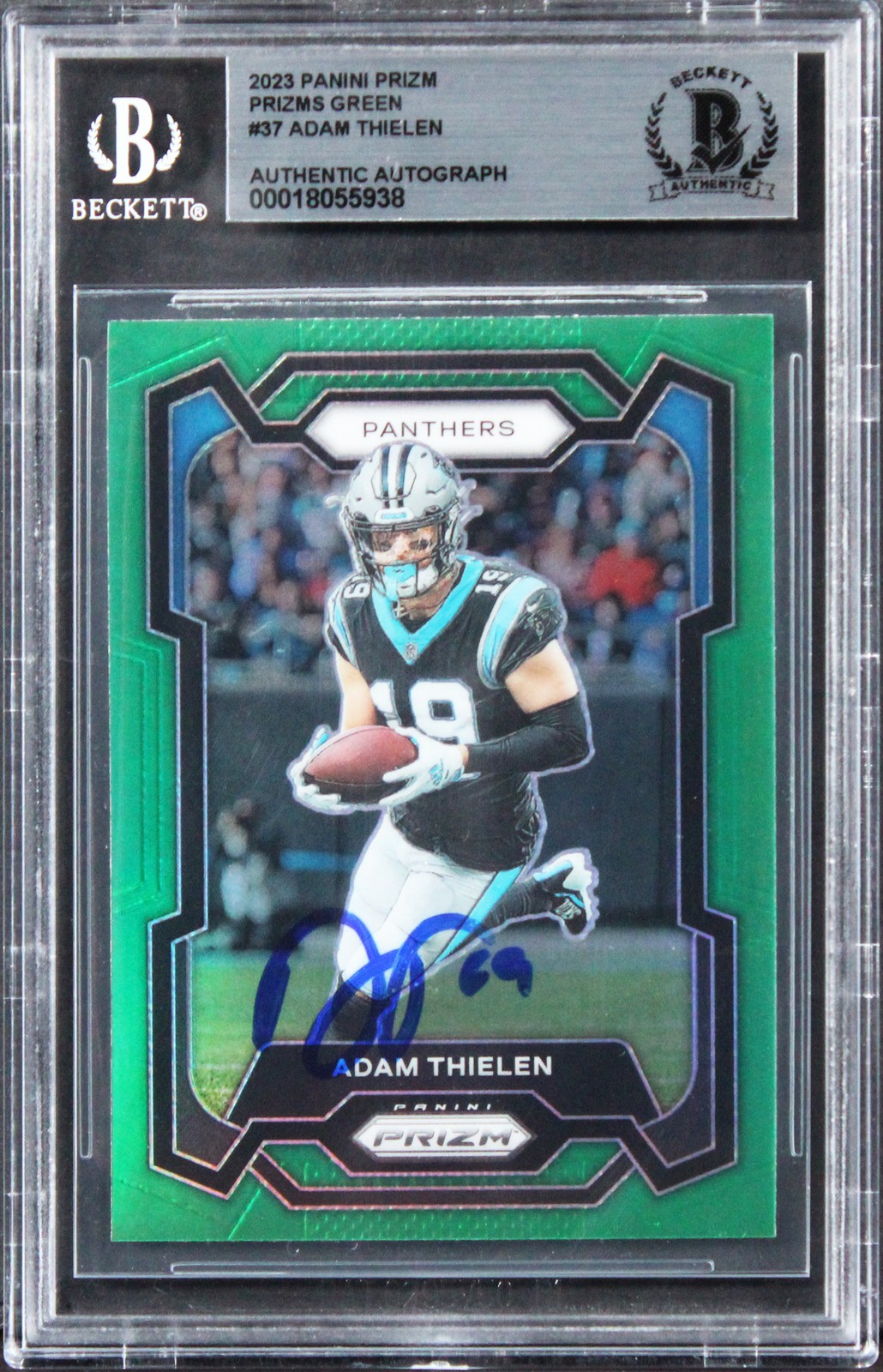 VIKINGS ADAM THIELEN SIGNED 2023 PANINI PRIZM GREEN #37 CARD BAS SLABBED COLLECTIBLE MEMORABILIA