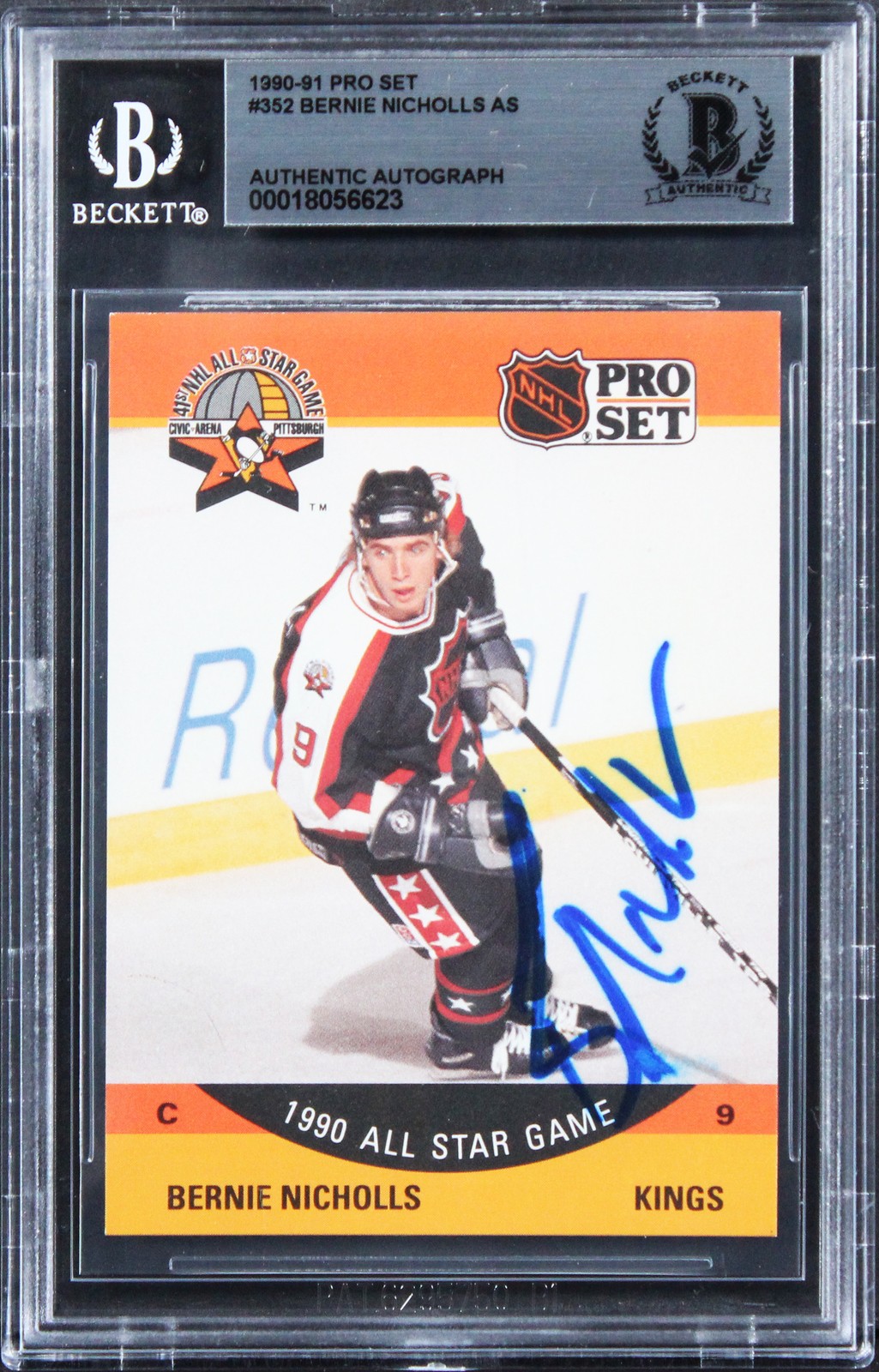 Kings Bernie Nicholls Authentic Signed 1990 Pro Set #352 Card BAS Slabbed