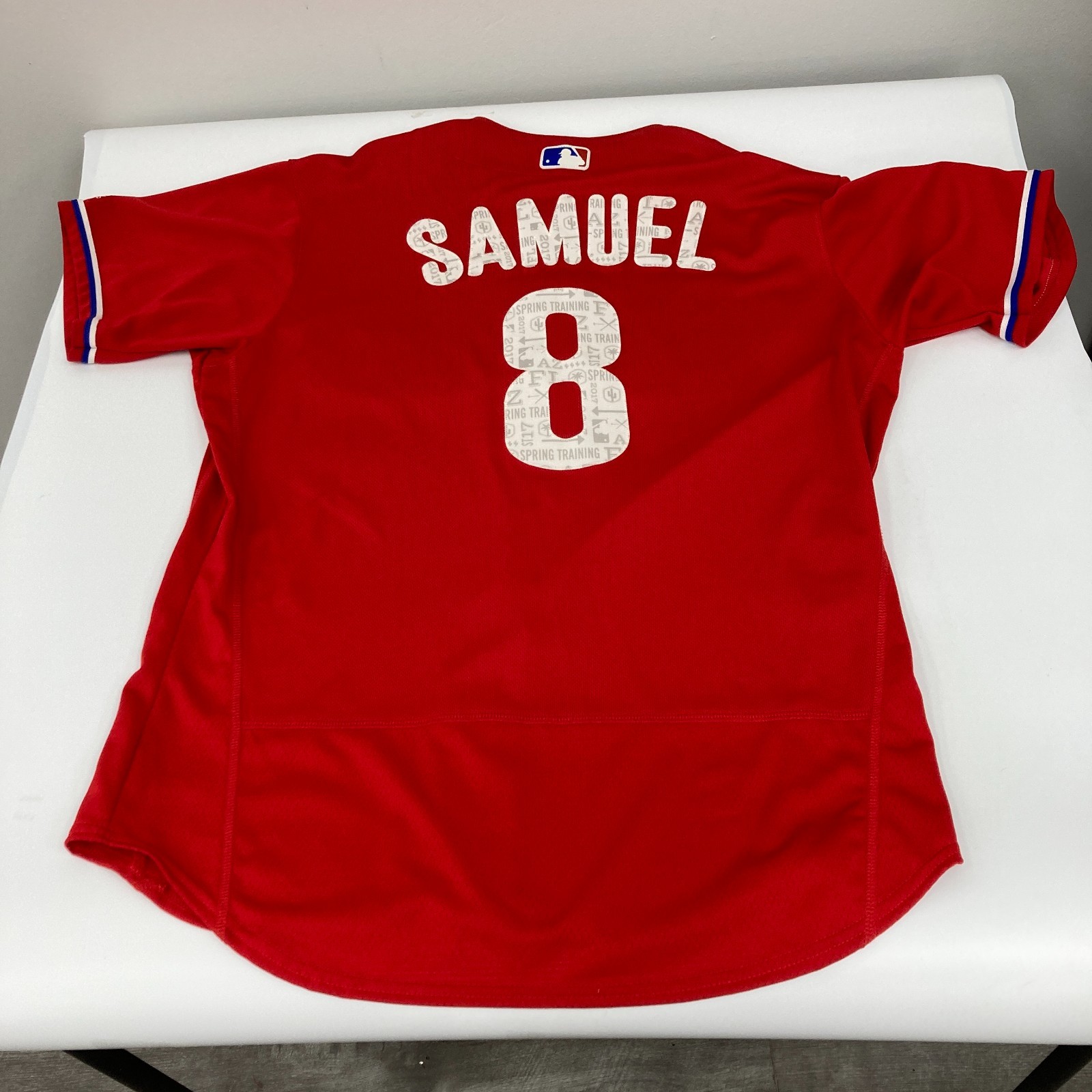 Juan Samuel Game Used 2017 Philadelphia Phillies Majestic Jersey MLB Authentic