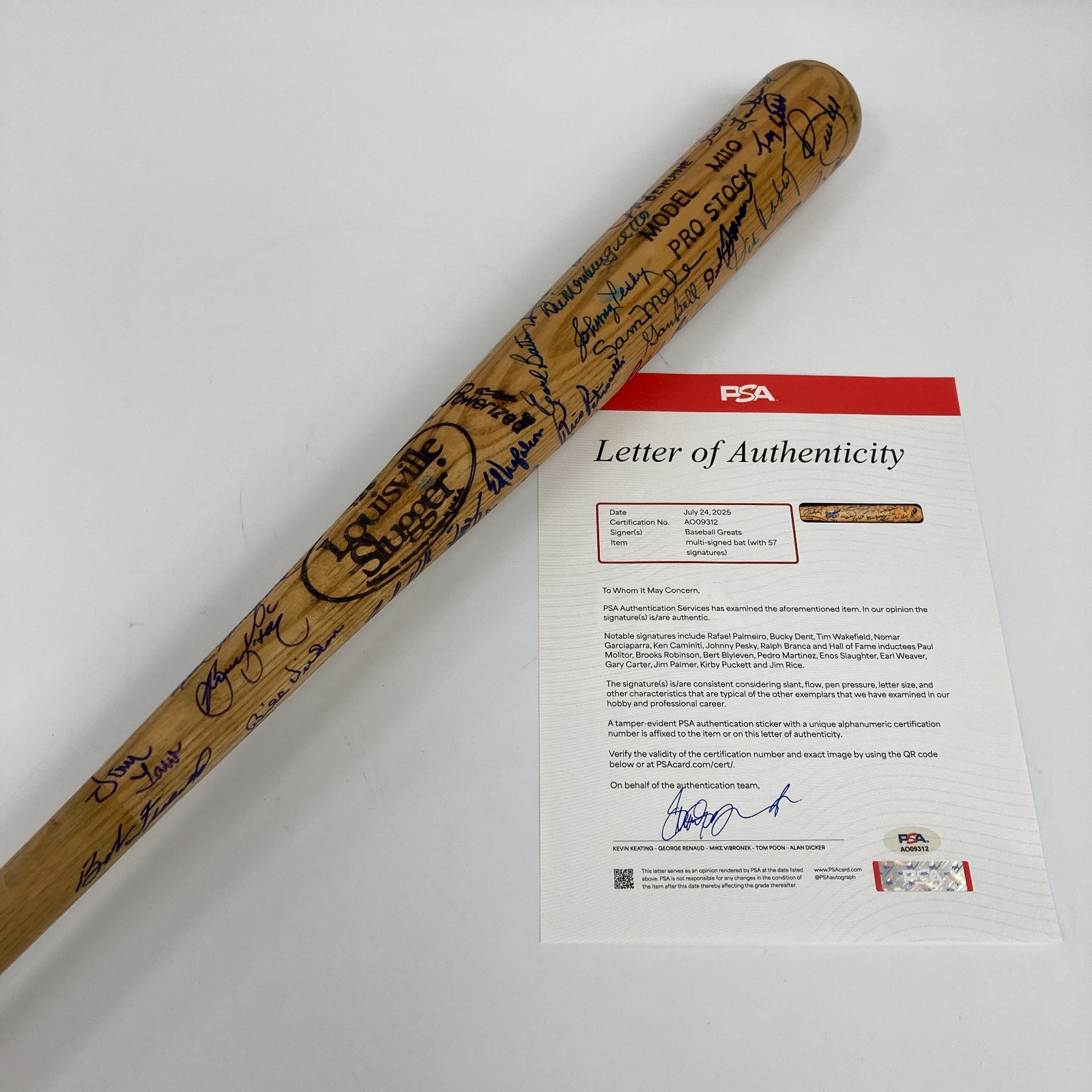 Hall Of Fame Multi Signed Baseball Bat 57 Sigs Kirby Puckett Gary Carter PSA DNA