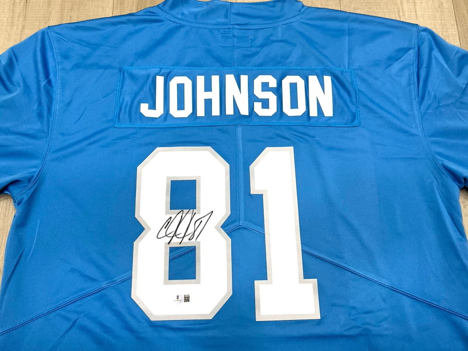 Calvin Johnson Hand Signed Detroit Lions Jersey Autographed BAS Beckett Cert 1