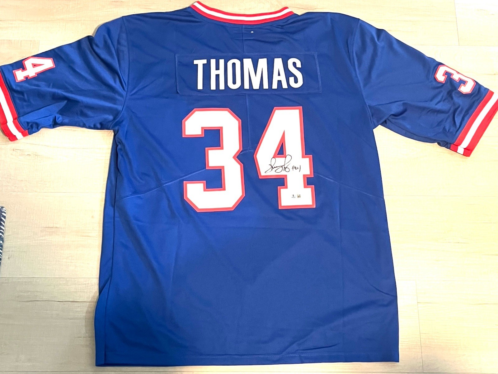 THURMAN THOMAS HAND SIGNED BUFFALO BILLS #34 JERSEY BECKETT BAS