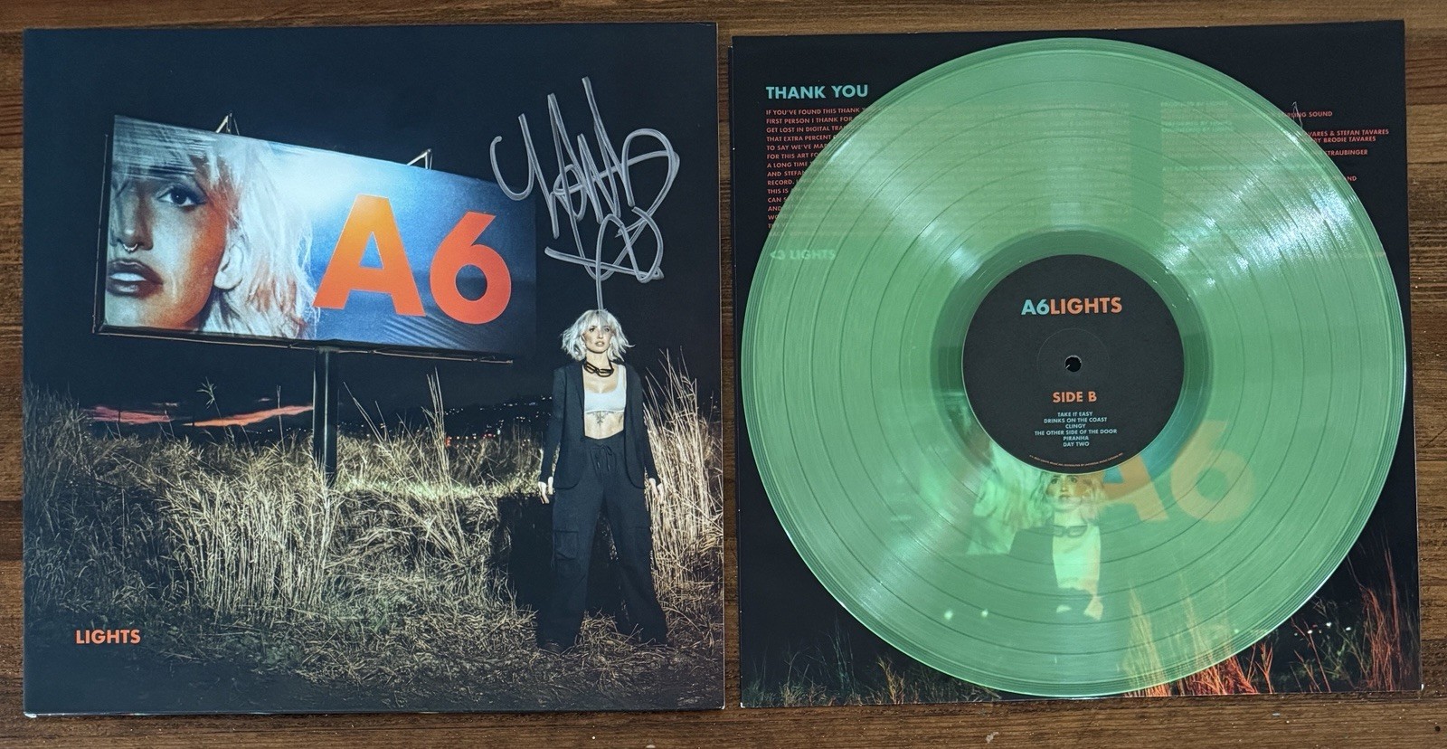 Lights A6 SIGNED Vinyl LP Glow In The Dark Variant Cover Jacket Beckett BAS COA