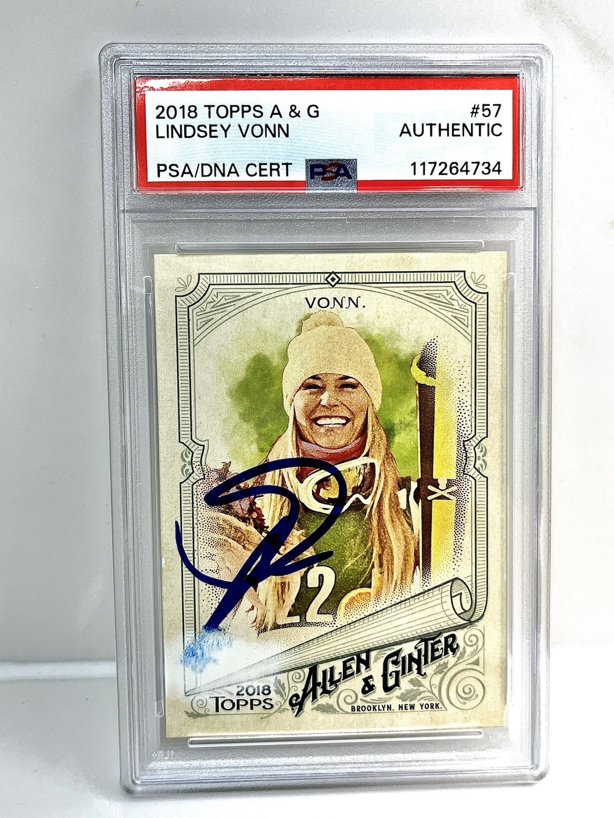 Lindsey Vonn Signed Card 2018 Topps Allen & Ginter #57 Olympics PSA/DNA COA