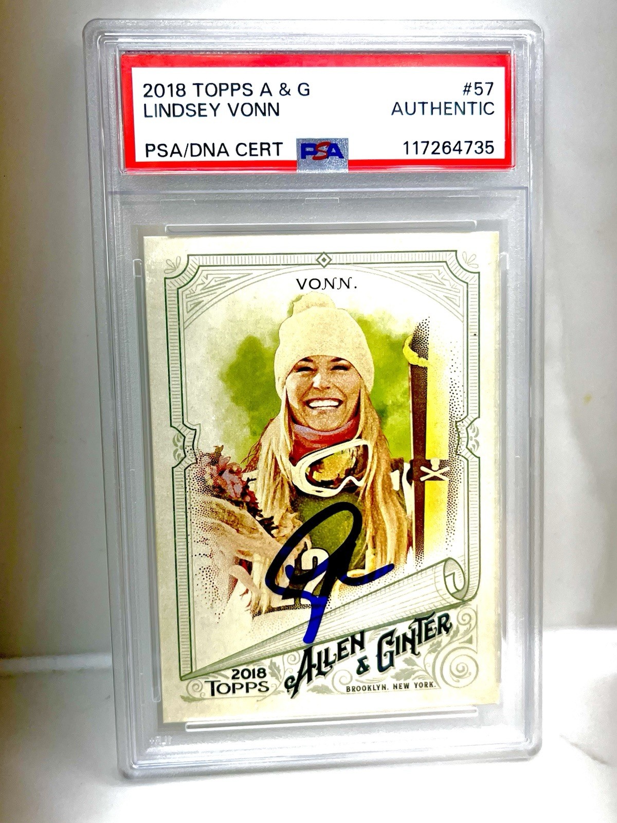 Lindsey Vonn Signed Card 2018 Topps Allen & Ginter #57 Olympics PSA/DNA COA