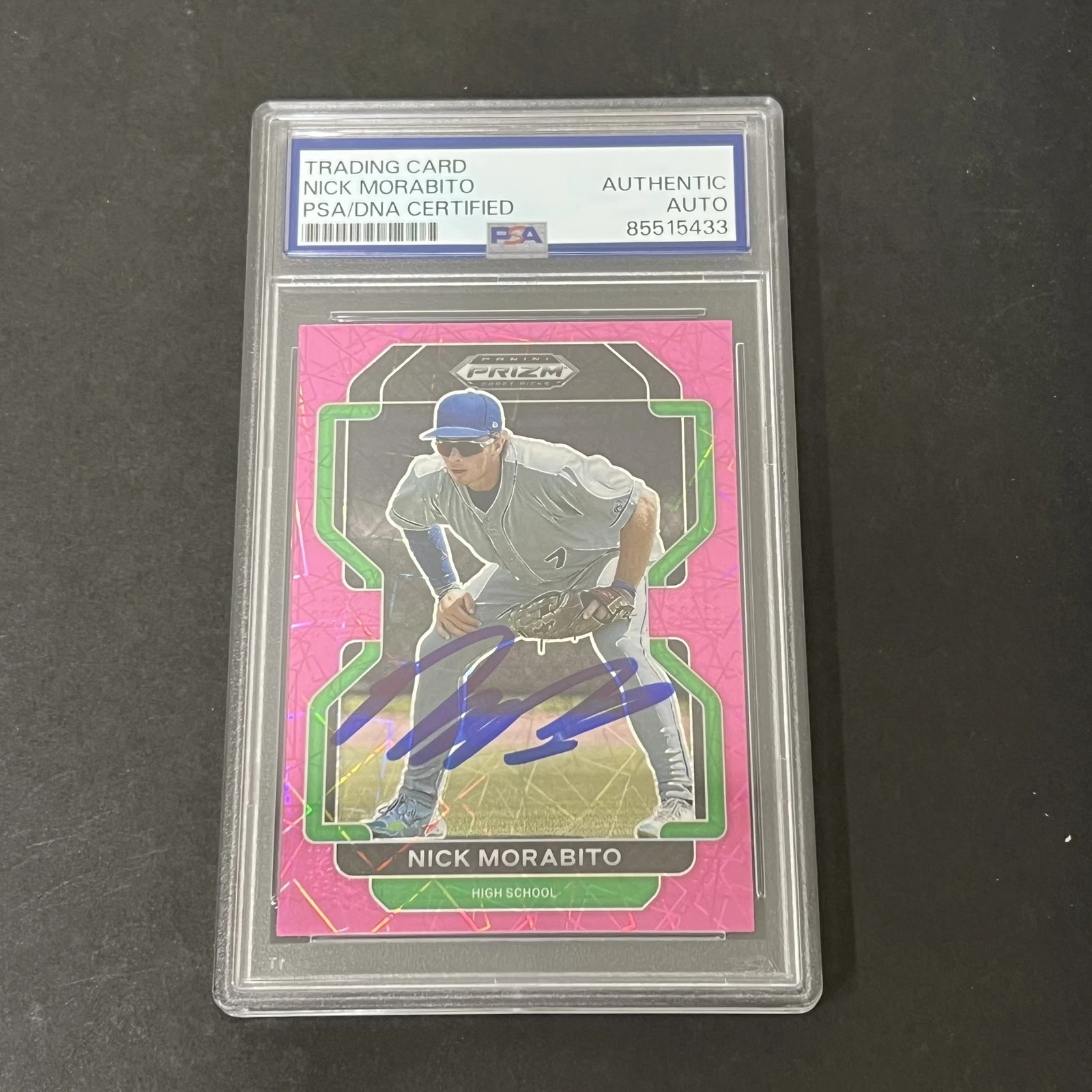 2022 Panini Prizm Draft Picks Pink Velocity #PDP75 Nick Morabito signed card PSA