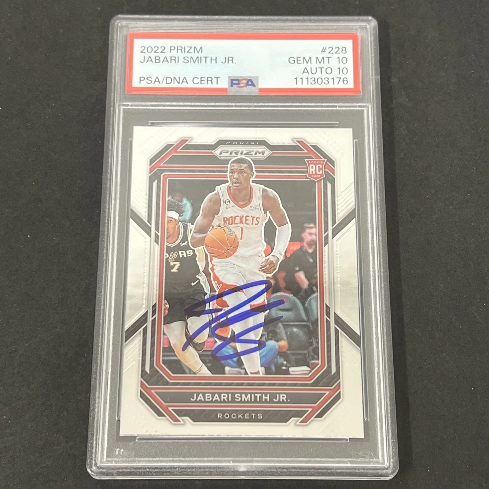 2022-23 Panini Prizm #228 Jabari Smith Jr. signed card PSA 10 Auto 10