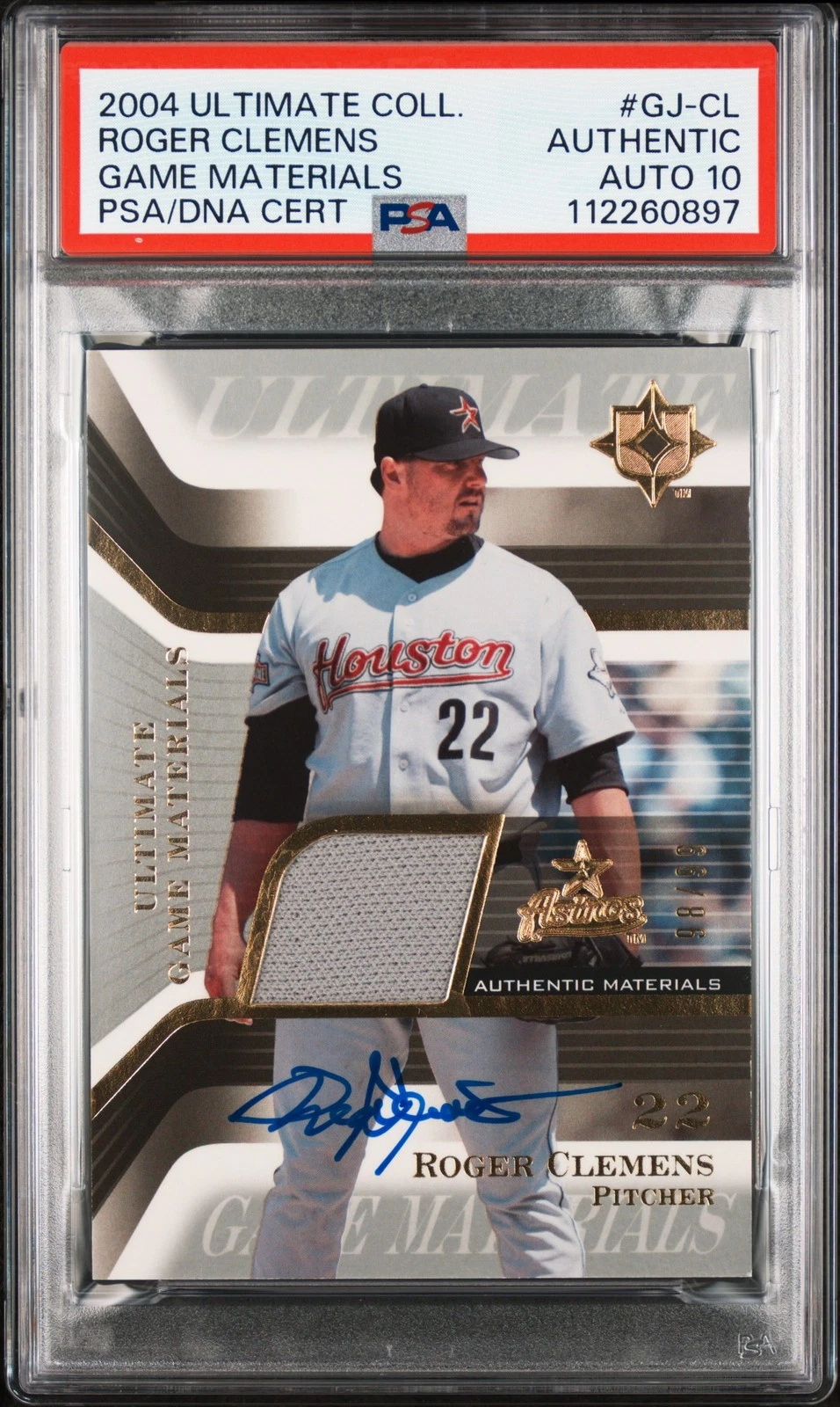 2004 Ult Collection Game Mats #GJ-CL Roger Clemens signed card PSA A Auto 10