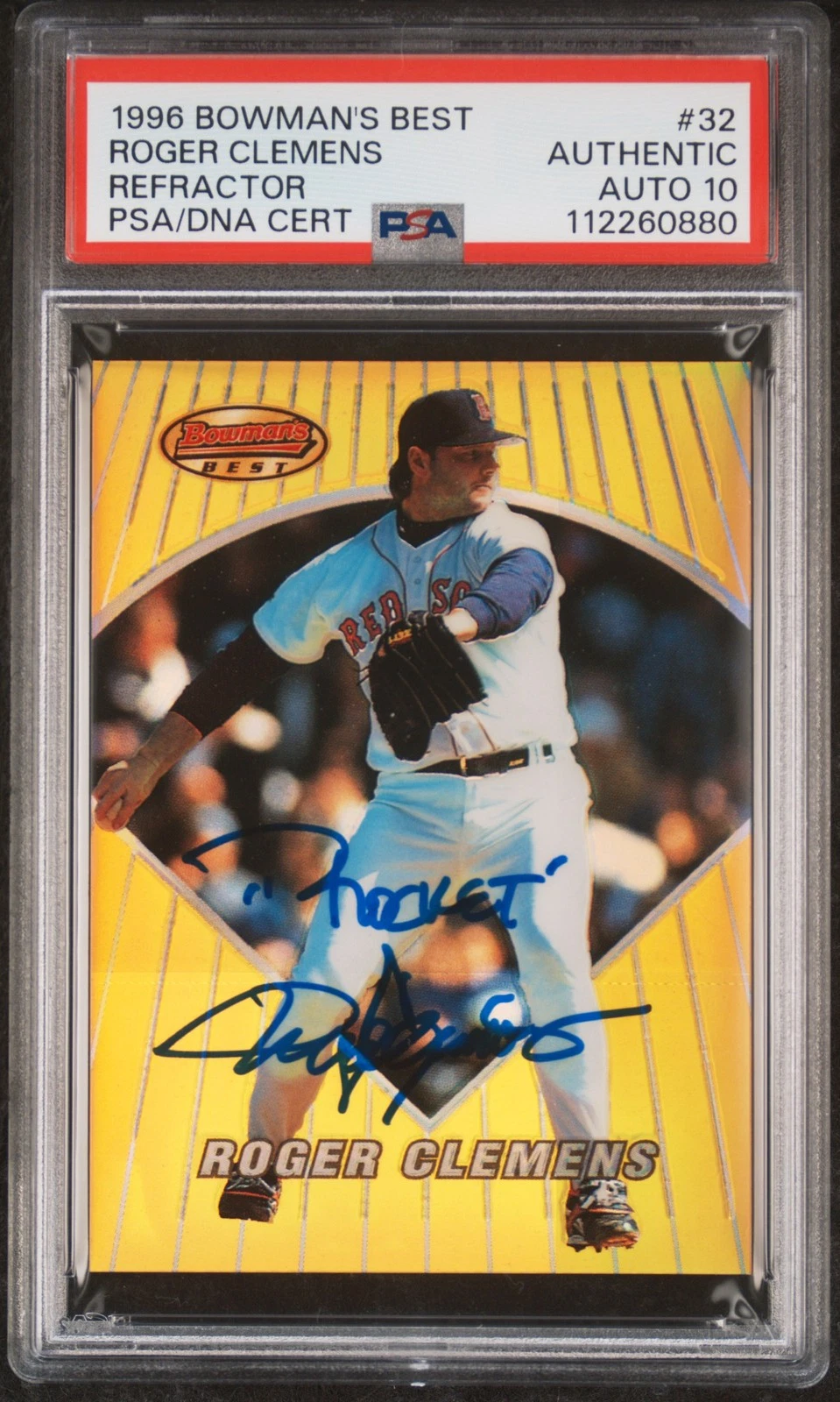 1996 Bowman's Best #32 Roger Clemens Refractor signed card PSA A Auto 10