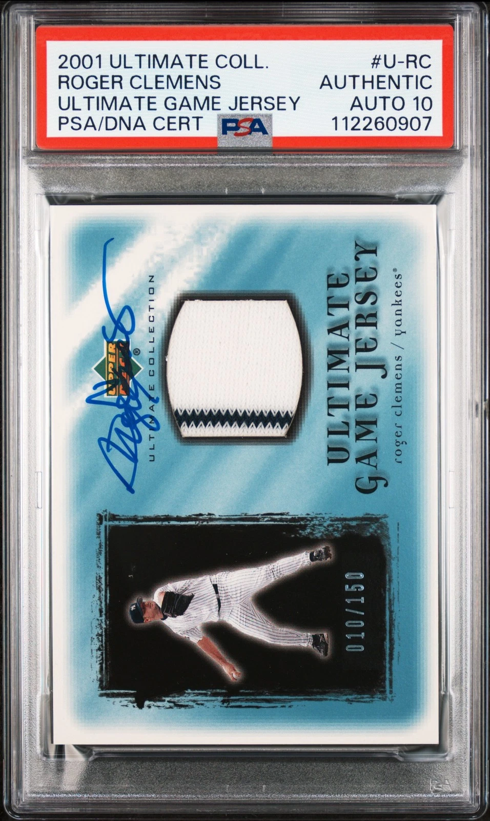 2001 Ultimate Col Ult Gm Jrsy #U-RC Roger Clemens 010/150 signed PSA A Auto 10