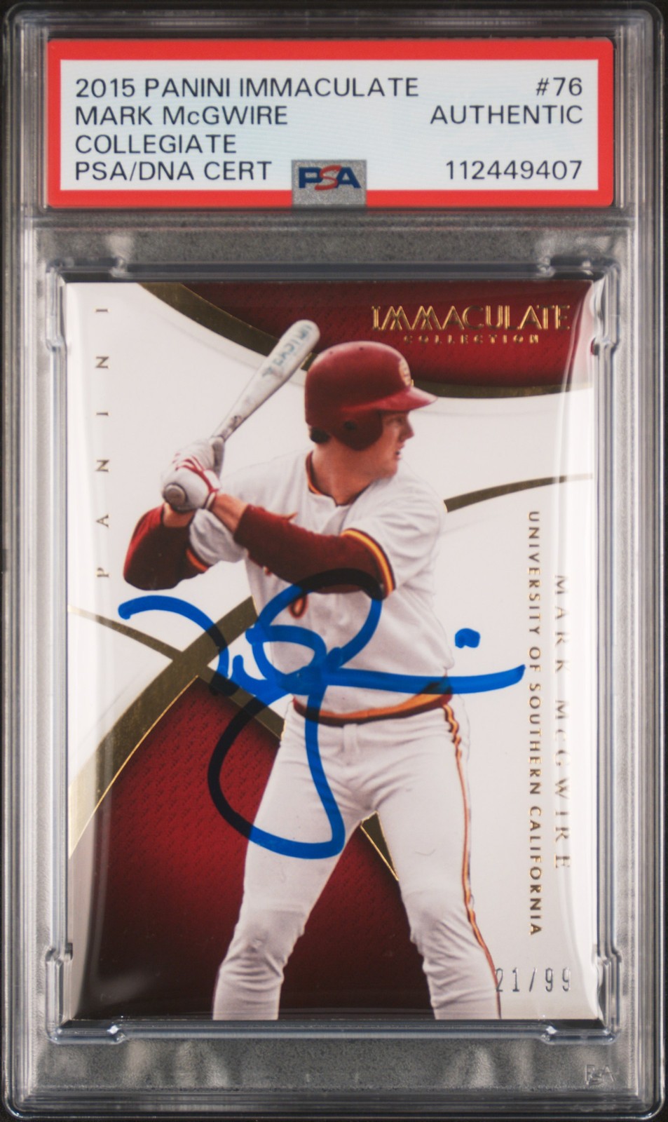 2015 Panini Immaculate Collegiate #76 Mark Mcgwire 21/99 signed card PSA