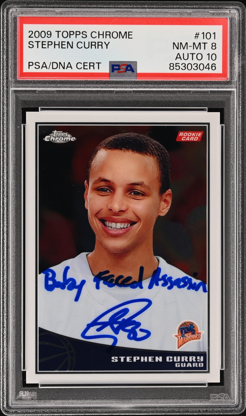 2009 Topps Chrome #101 Stephen Curry signed card PSA 8 Auto 10