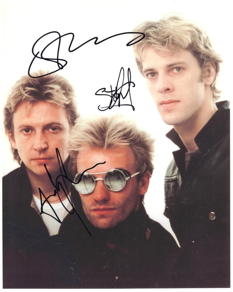 The Police Full Band Signed Autograph 11x14 Photo - Sting Andy Summers + JSA COA
