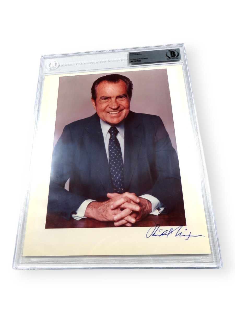 Richard Nixon Signed Autographed 8X10 Photo POTUS 37th President BAS 8889