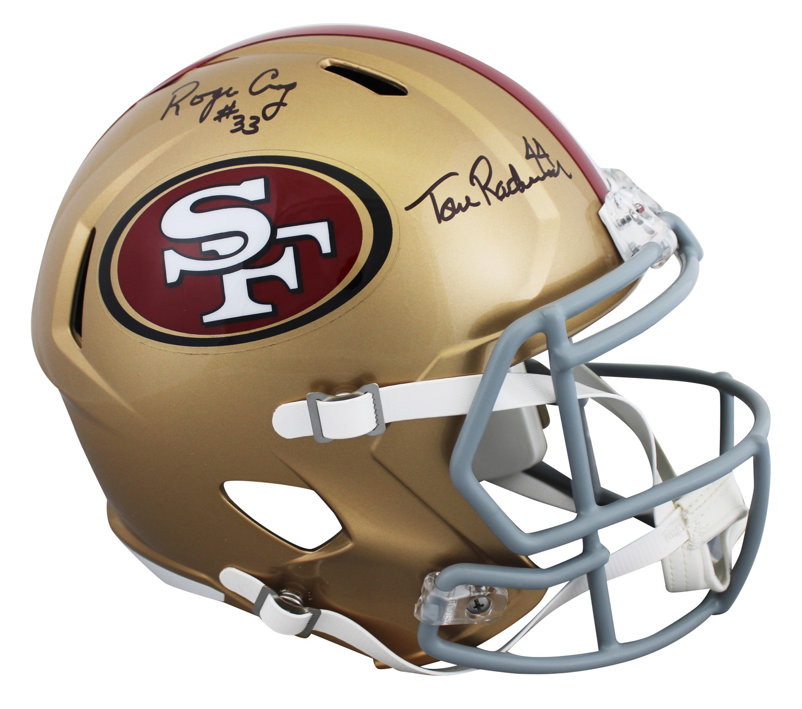 49ers Tom Rathman & Roger Craig Signed Full Size Speed Rep Helmet BAS Witnessed