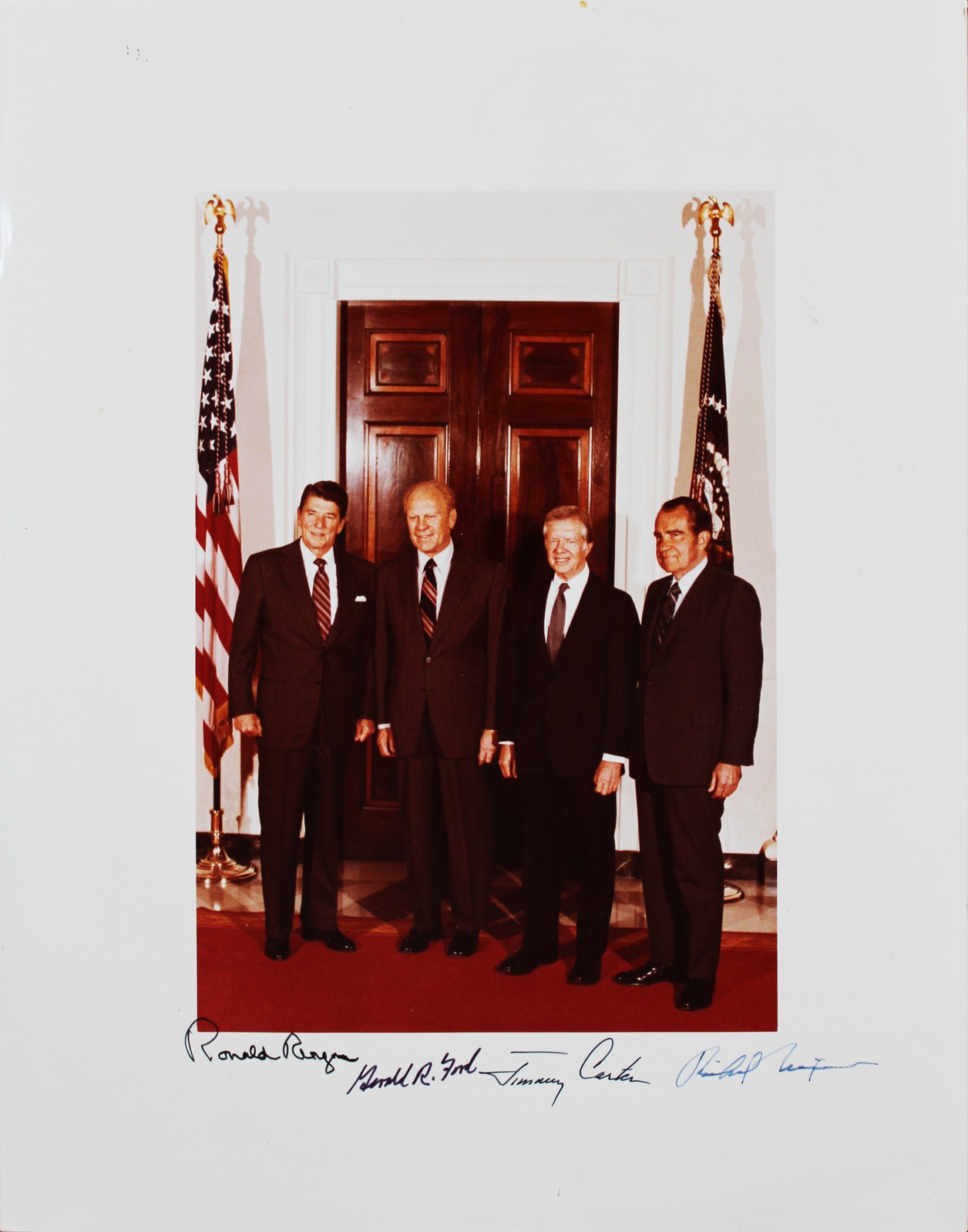 Gerald Ford, Jimmy Carter, Richard Nixon & Ronald Reagan Signed 11x14 Photo BAS