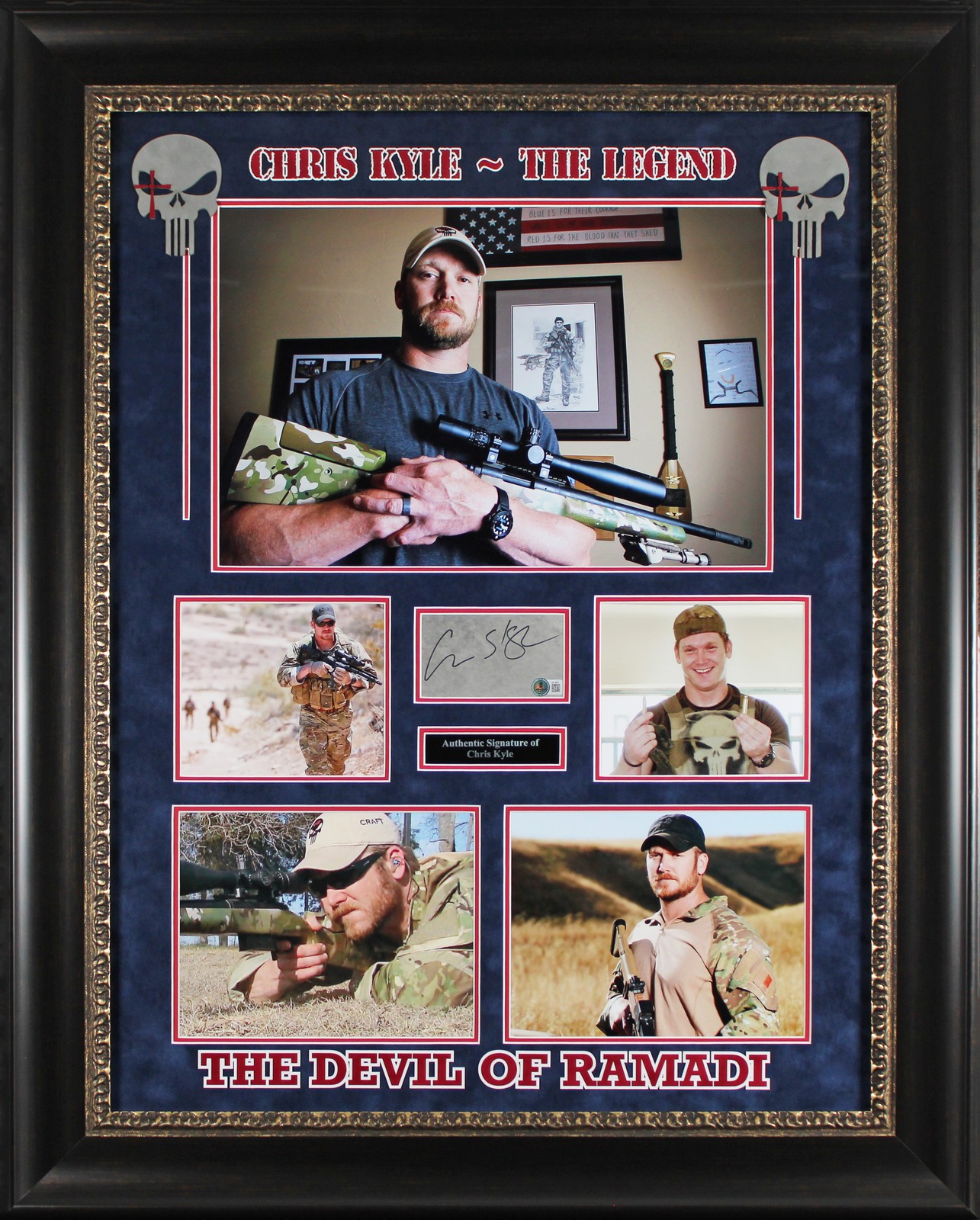 Chris Kyle Authentic Signed & Framed Cut Signature Autographed BAS #AE13648