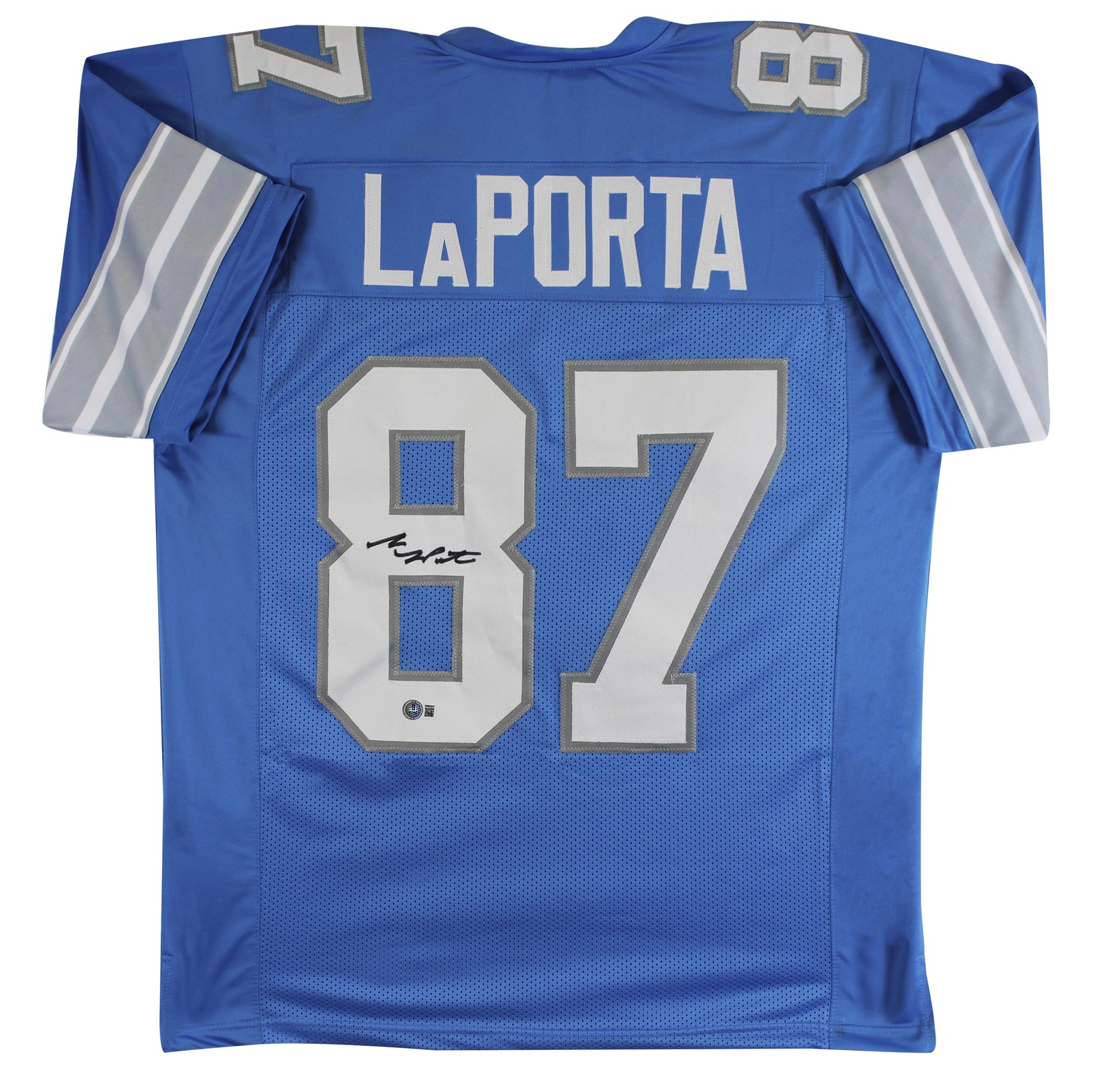 Sam Laporta Authentic Signed Blue Pro Style Jersey Autographed BAS Witnessed 3