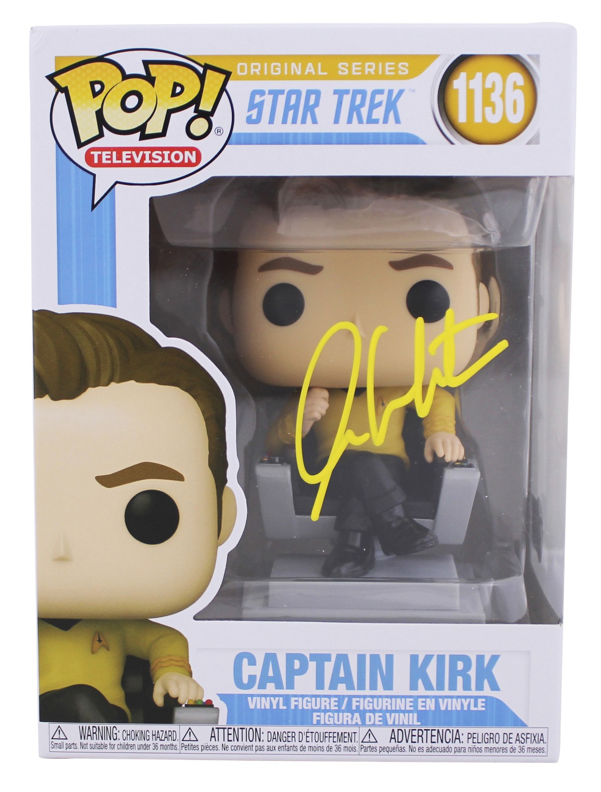 WILLIAM SHATNER STAR TREK SIGNED CAPTAIN KIRK #1136 FUNKO POP FIGURE BAS WITNESS COLLECTIBLE MEMORABILIA