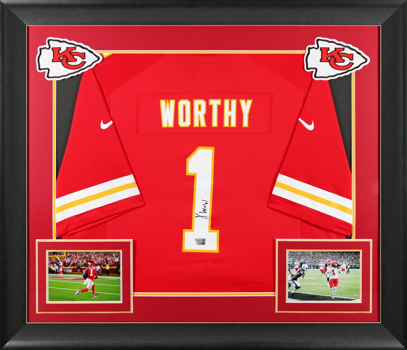 Chiefs Xavier Worthy Signed Red Nike Limited Framed Jersey w/ Black Sig Fanatics