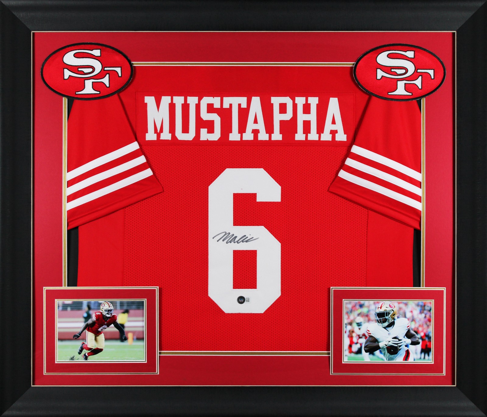 Malik Mustapha Authentic Signed Red Pro Style Framed Jersey Autographed BAS
