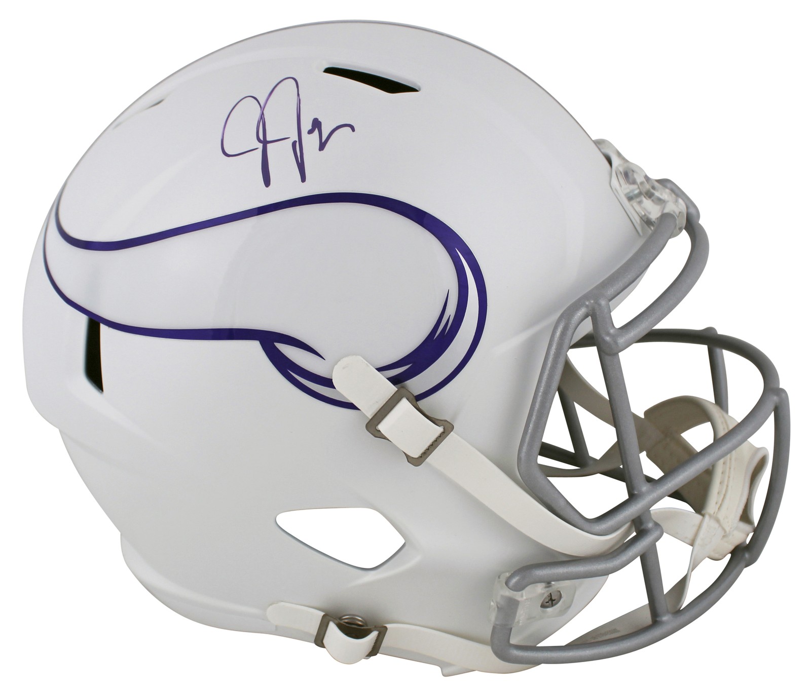 Vikings Justin Jefferson Signed 2024 Alt Full Size Speed Rep Helmet BAS Witness