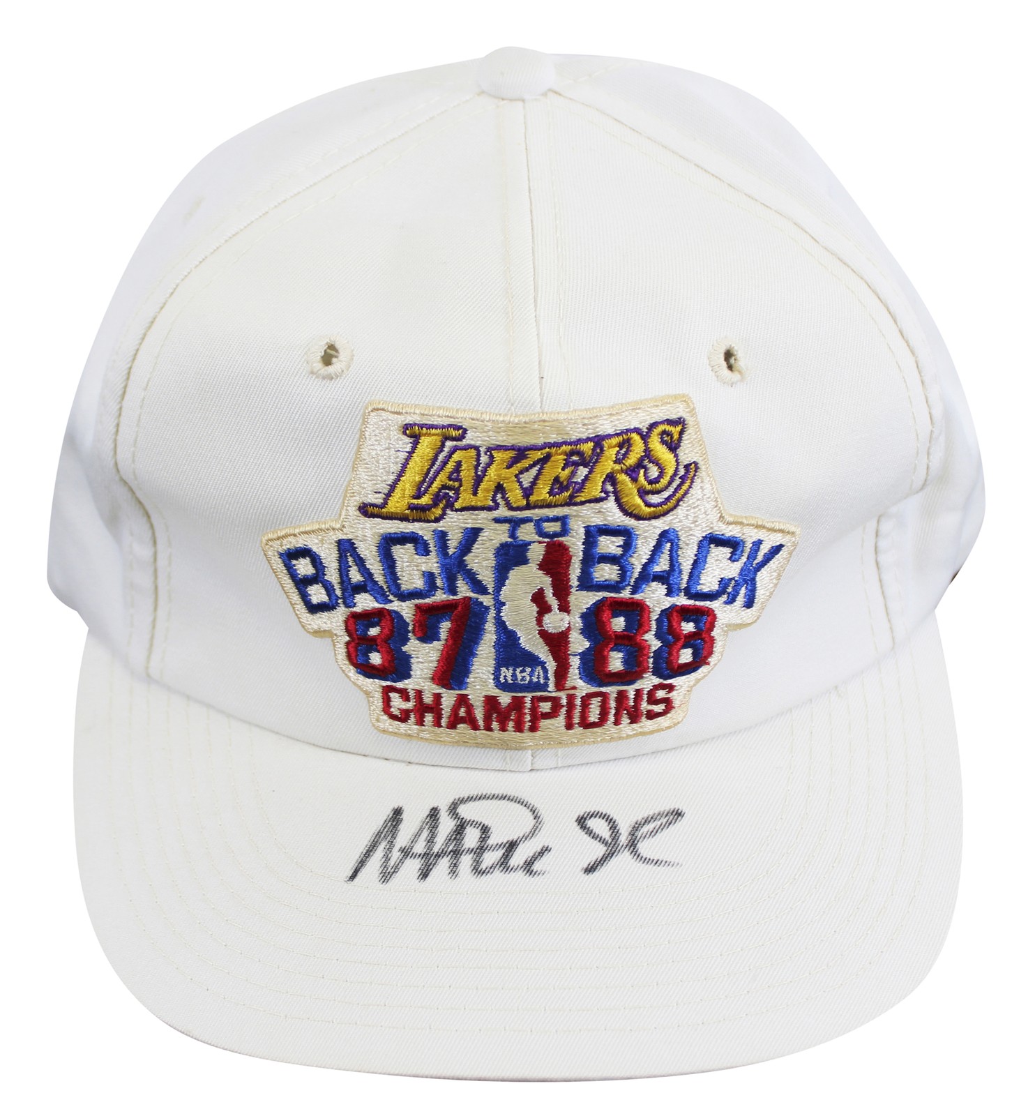 Lakers Magic Johnson Signed 1987-1988 NBA Champions Hat BAS Witnessed #W426875