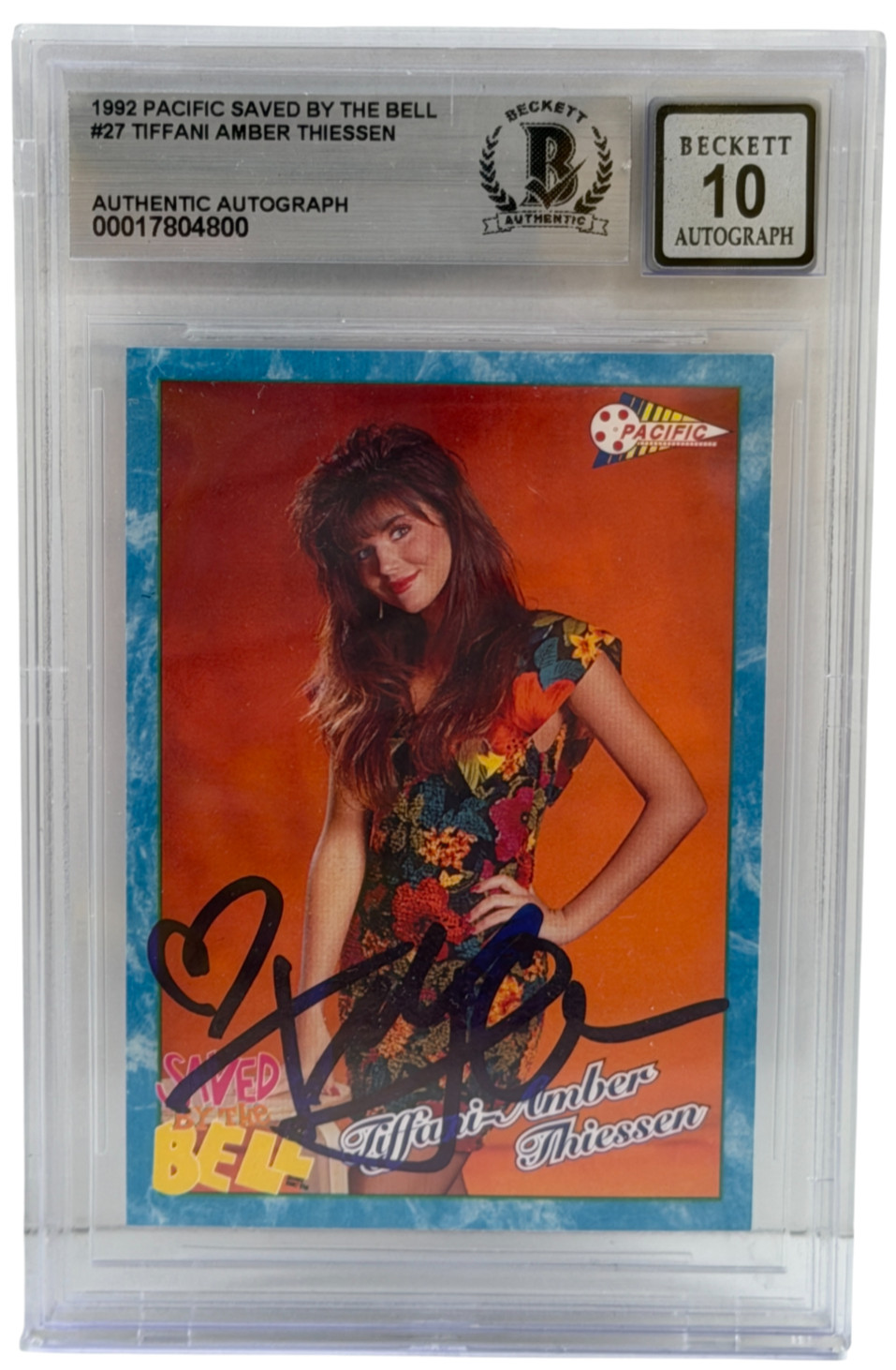 Tiffani Thiessen Signed Saved by the Bell 1992 Pacific Trading Card Beckett 10