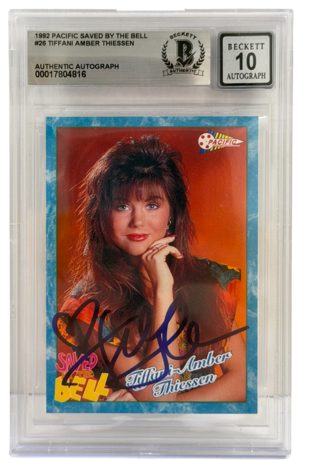 Tiffani Thiessen Signed Saved by the Bell 1992 Pacific Trading Card Beckett 10