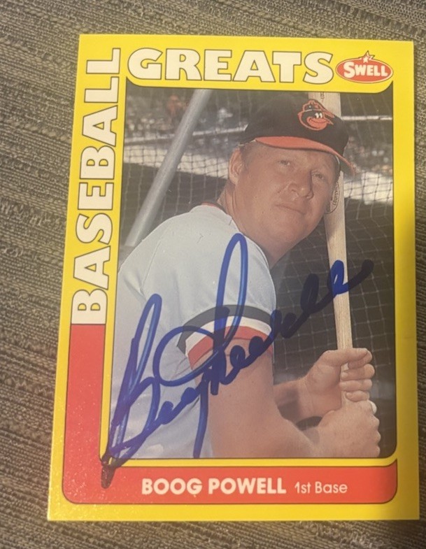 1991 SWELL BASEBALL CARD #74 BOOG POWELL SIGNED AUTOGRAPHED BALTIMORE ORIOLES COLLECTIBLE MEMORABILIA