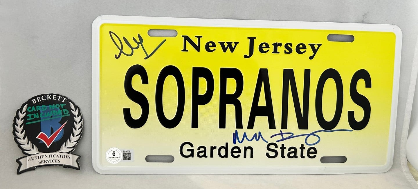 Michael Imperioli and Steve Schirripa Signed License Plate The Sopranos Becke...